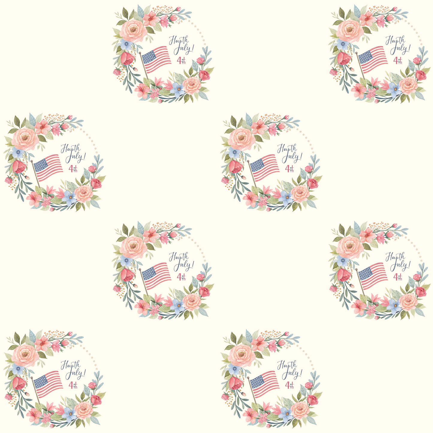 Floral American Flag Wrapping Paper for 4th of July