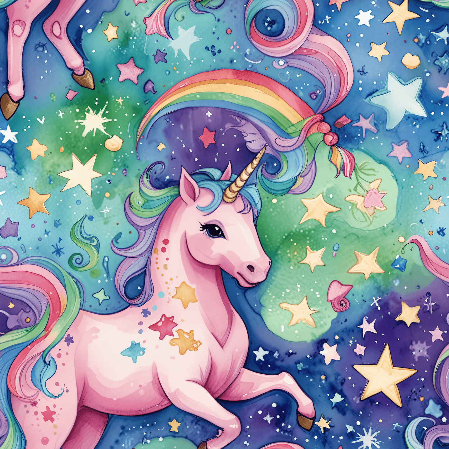 Magical Rainbow Stars & Sparkle Unicorn Wrapping Papers