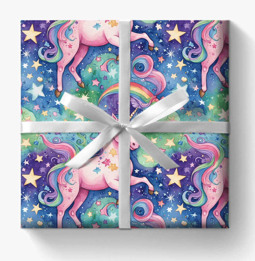 Magical Rainbow Stars & Sparkle Unicorn Wrapping Papers