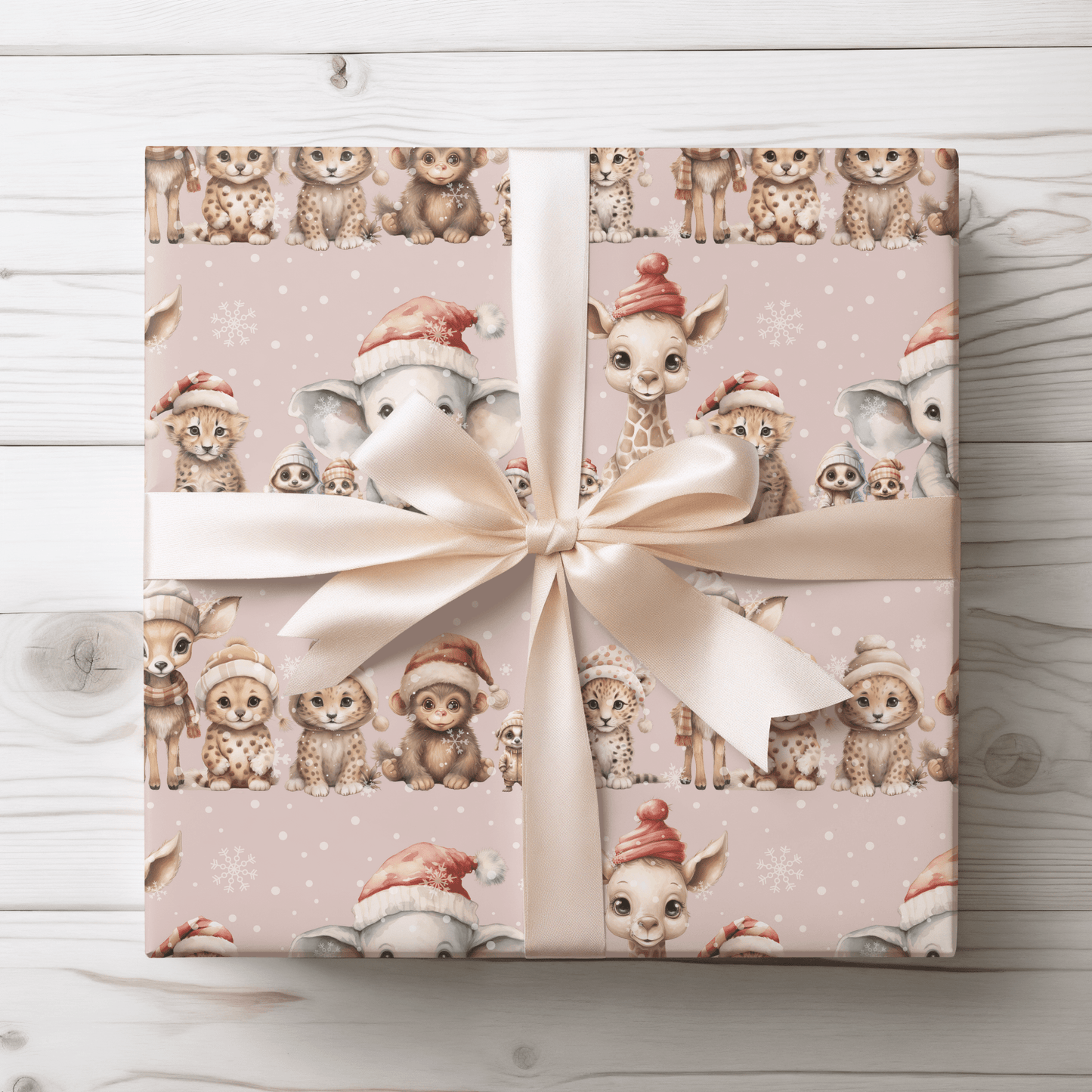 Cute Jungle Animals Winter Wear Gift Wrap