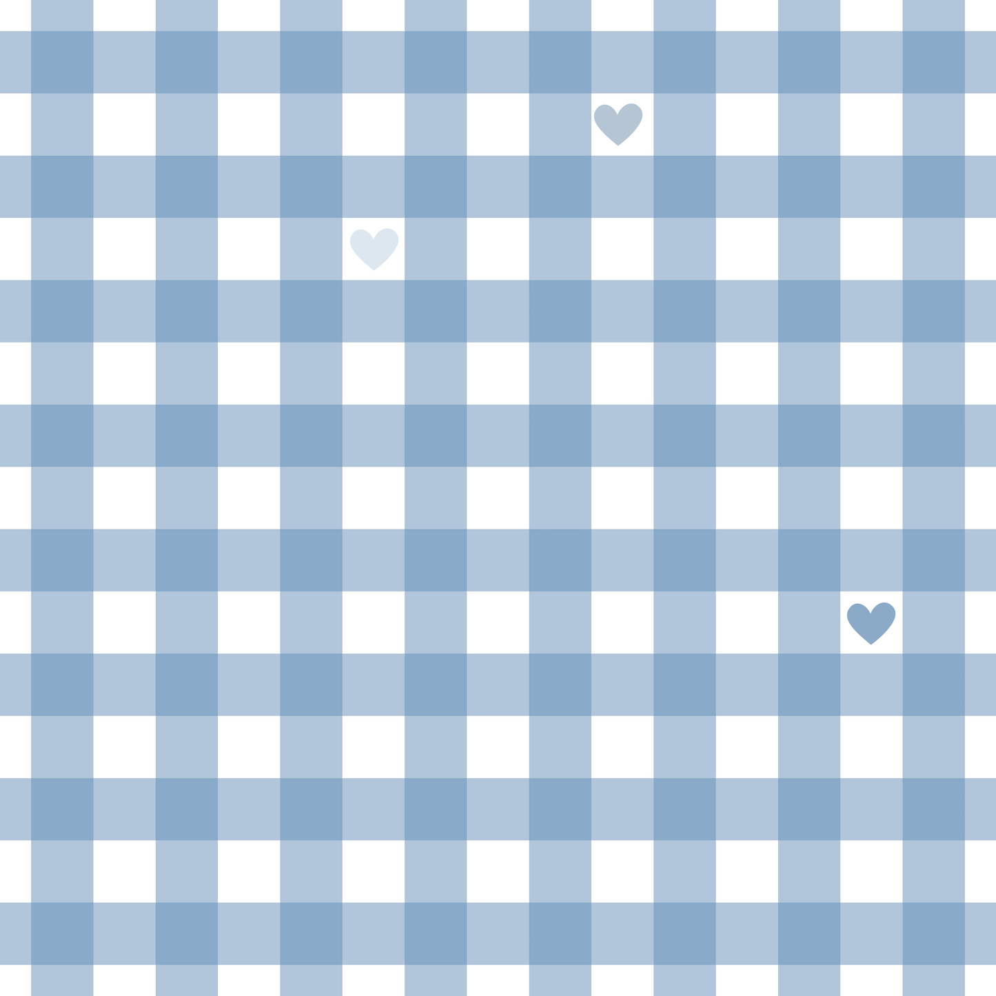 Gingham Blue with Small Hearts Wrapping Papers