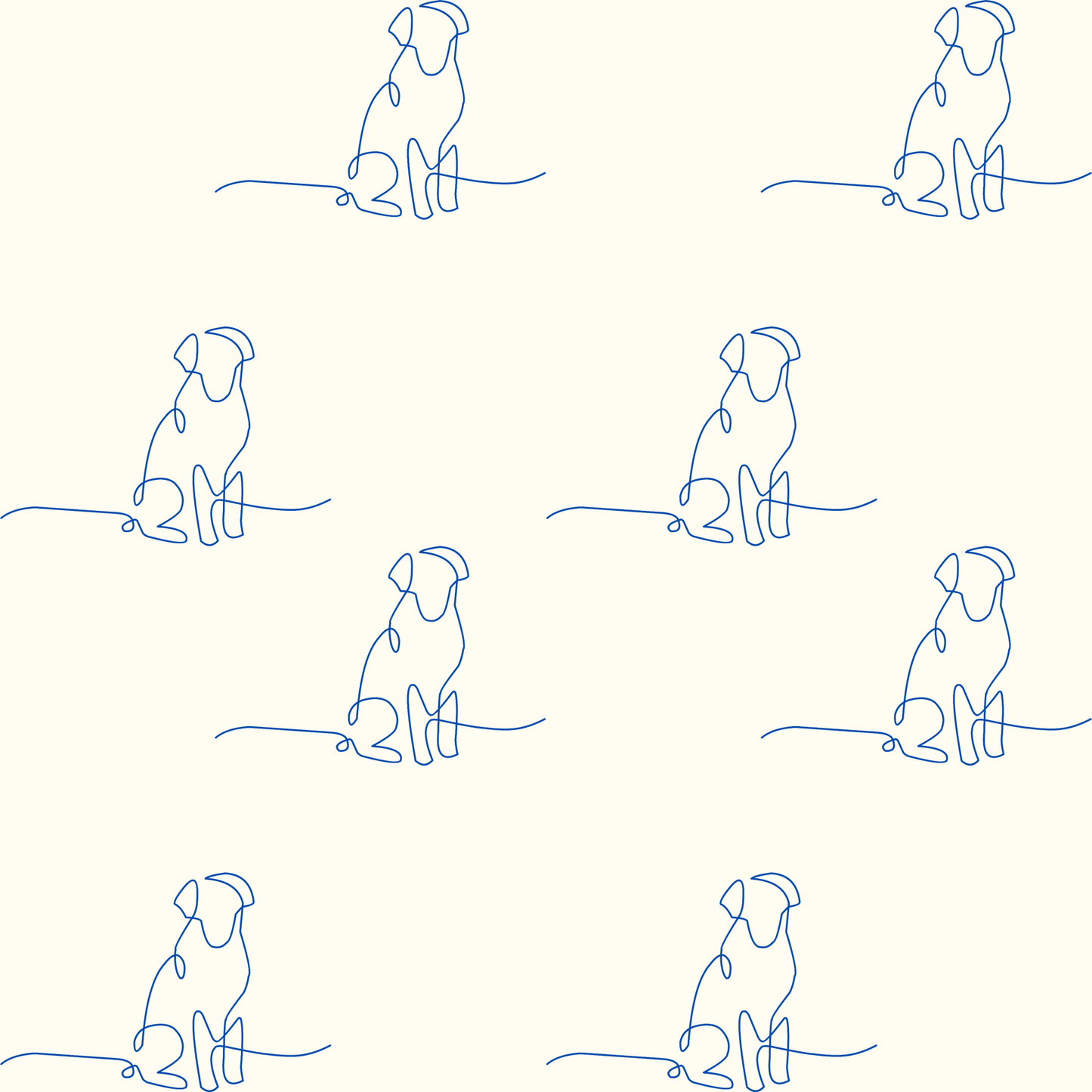 Blue Line Drawn Dog Design