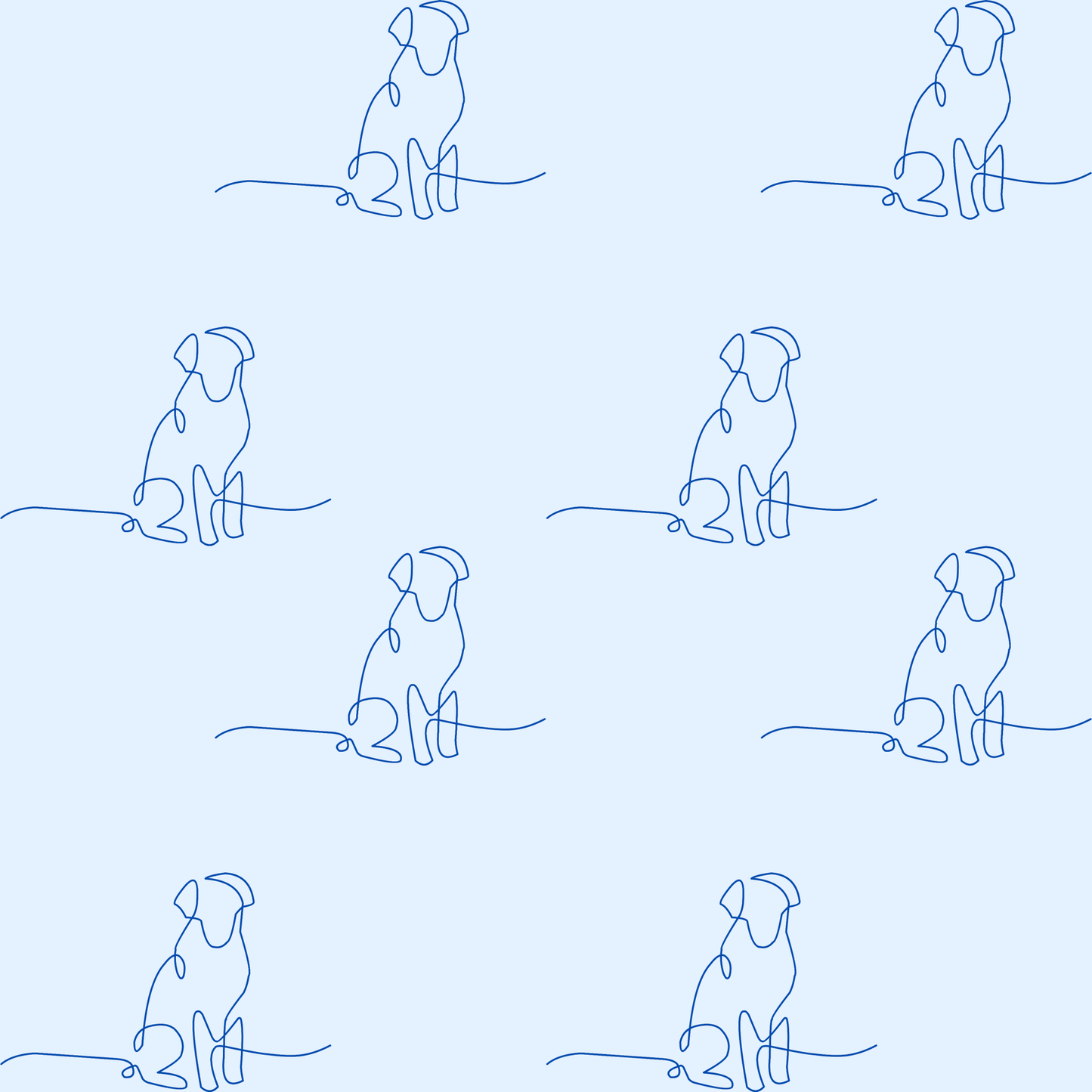 Blue Line Drawing Dog Gift Paper