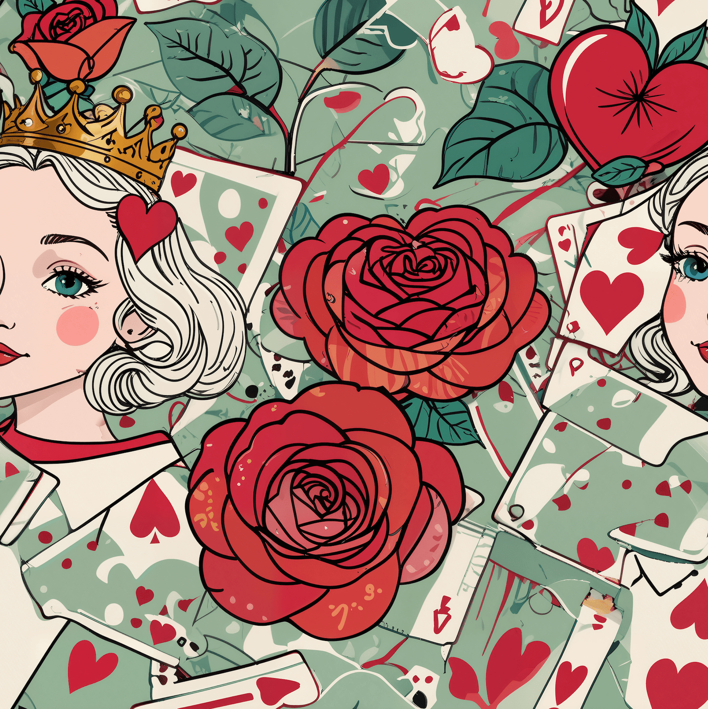 Red Roses Queen of Hearts Design