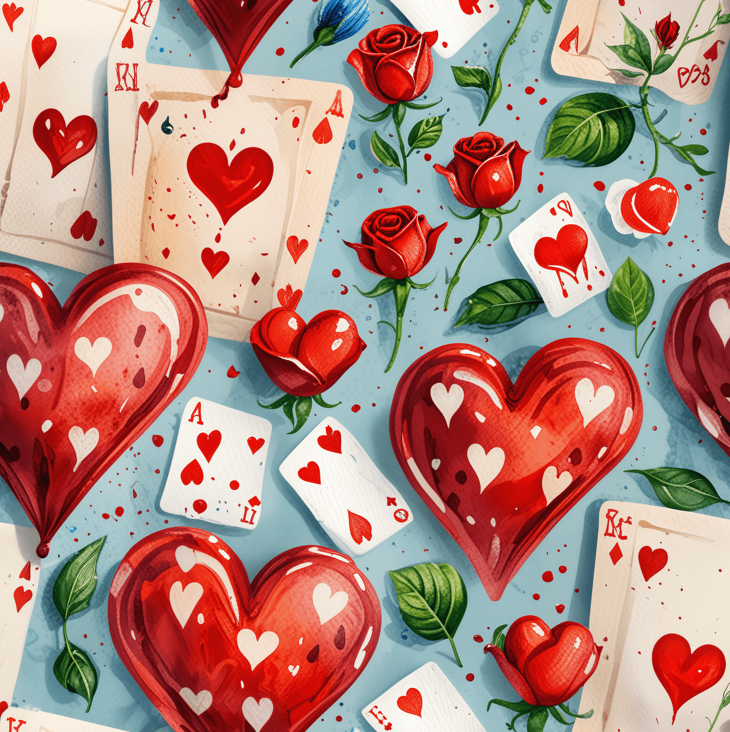Abstract Queen of Hearts Cards Painting the Roses Red