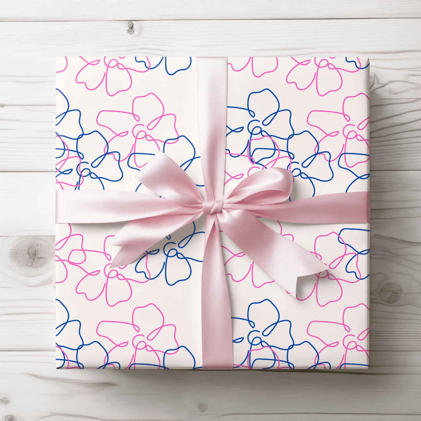 Floral Line Drawing Wrapping Paper Roll