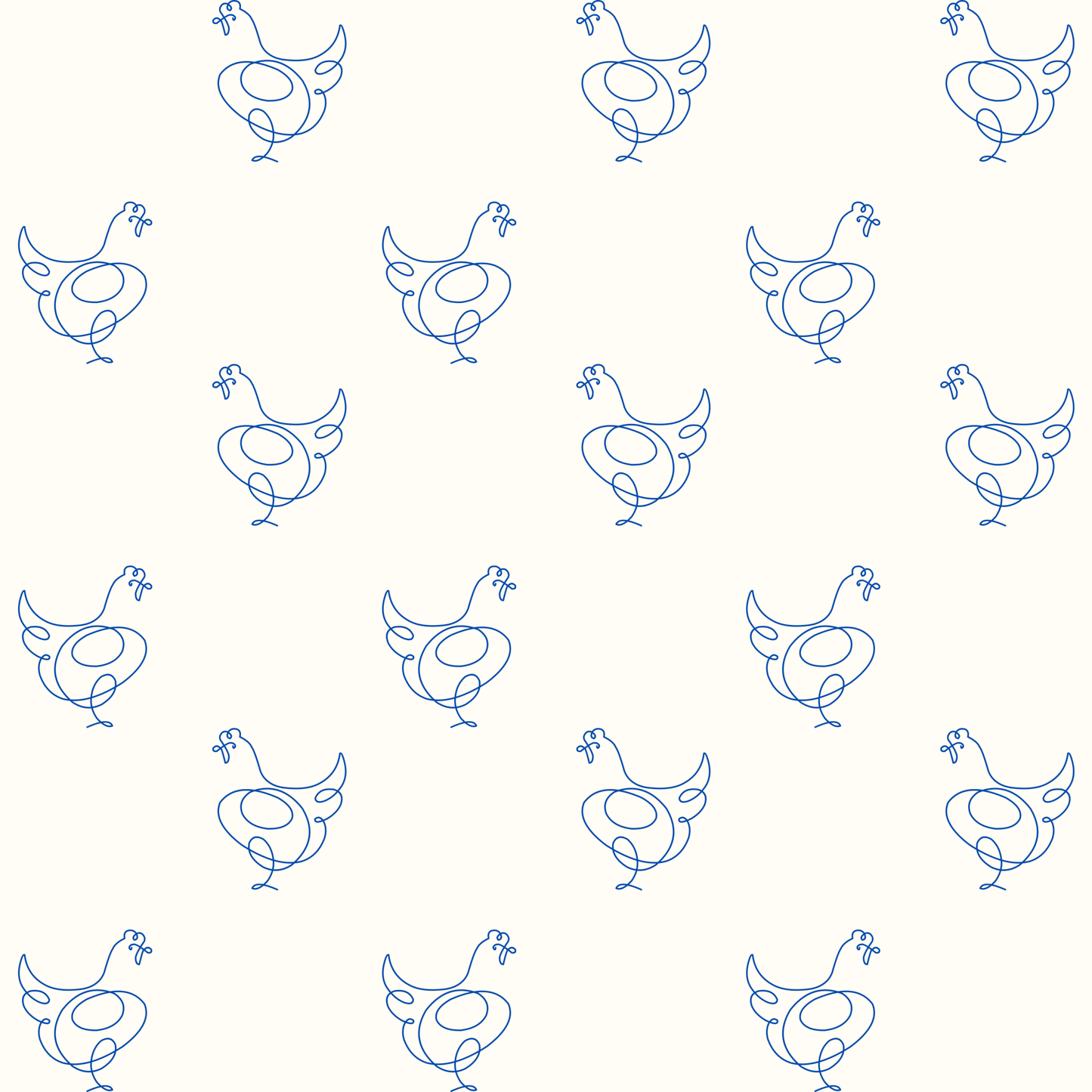 Blue Line Drawing Chicken Wrapping Papers