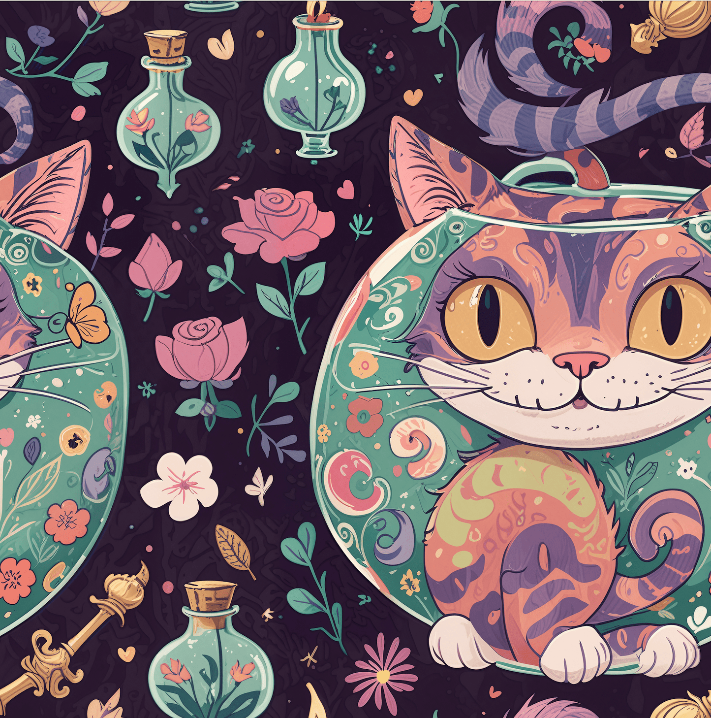 Funky Cheshire Cat Design for Gift Wrapping