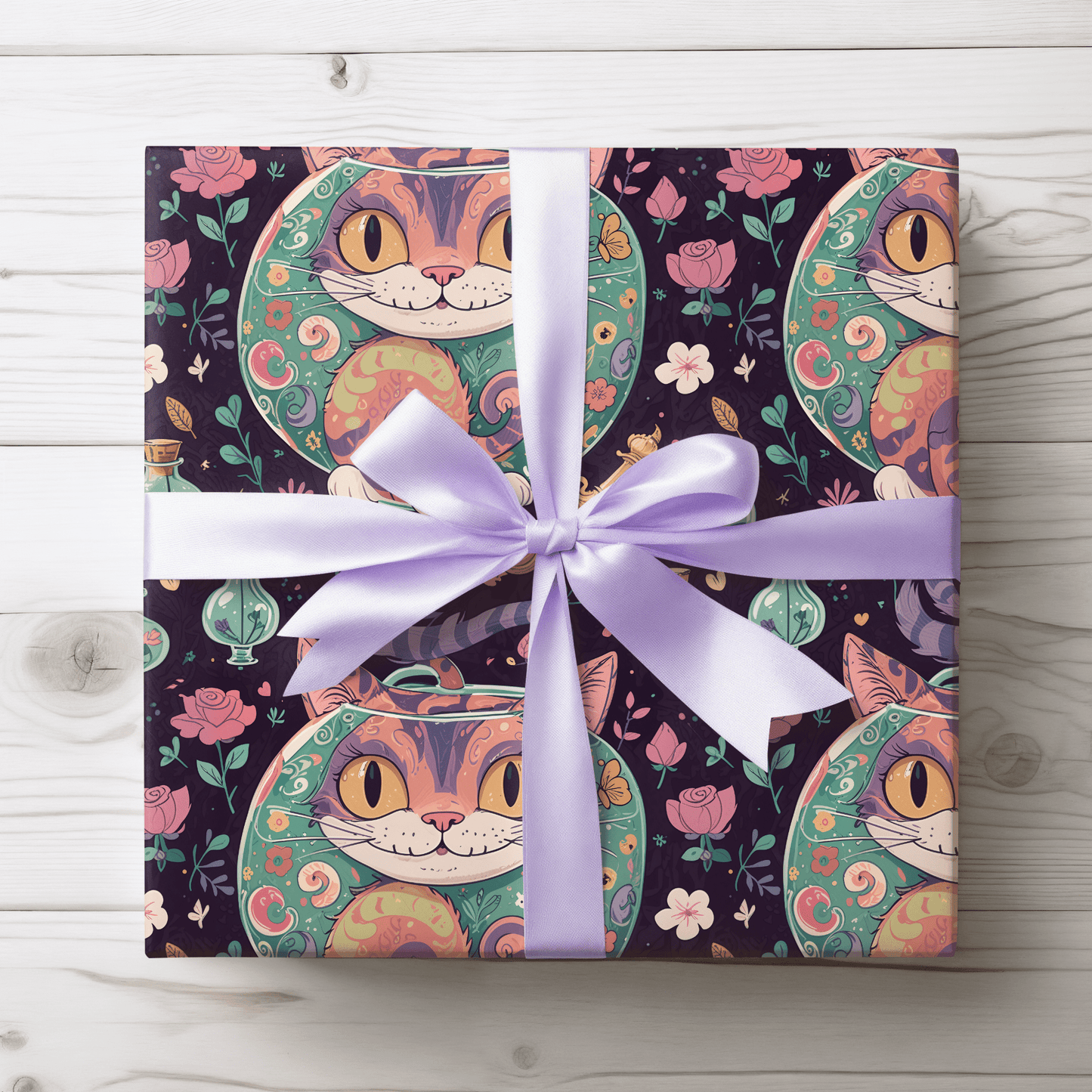 Funky Cheshire Cat Design for Gift Wrapping