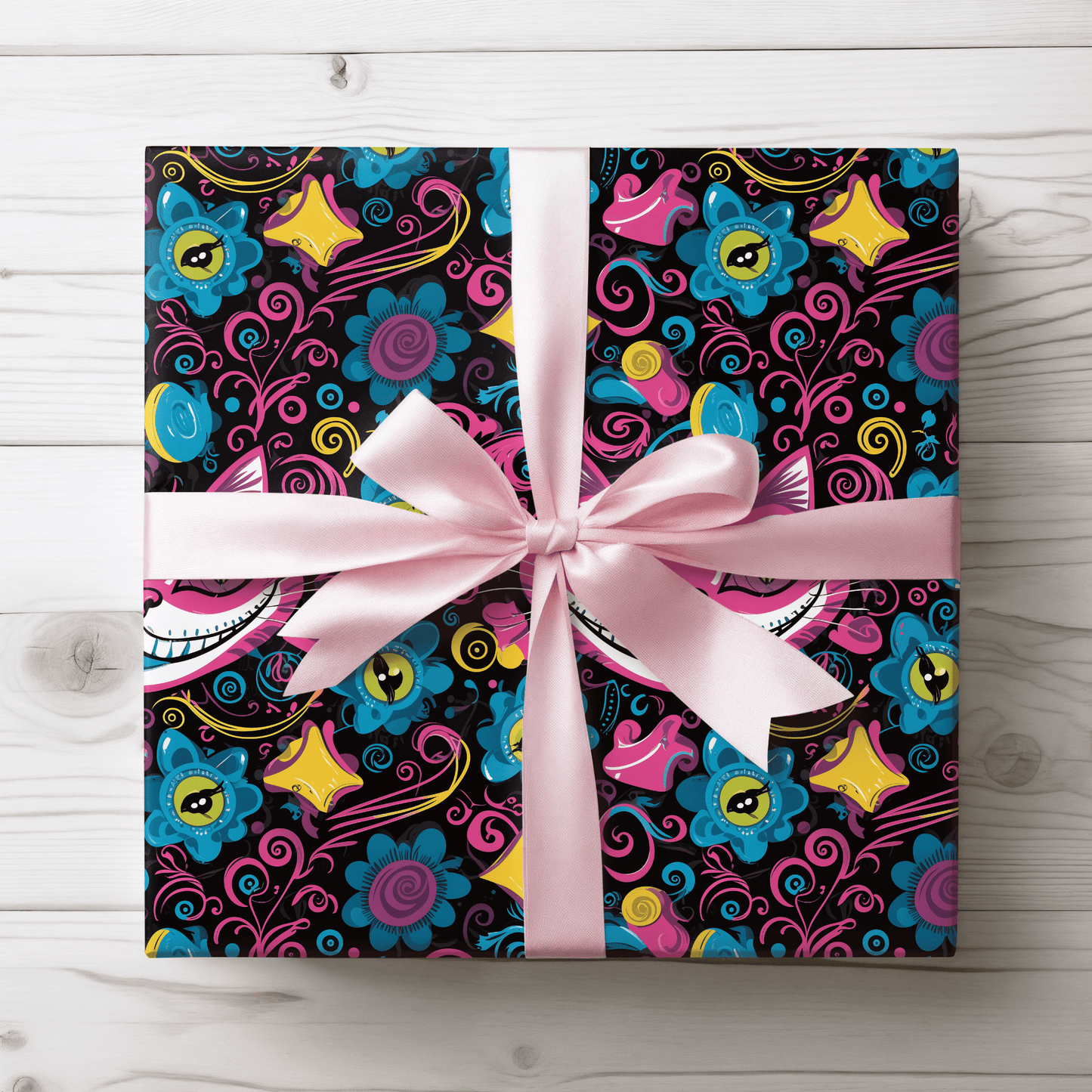 Bright Cheshire Cat Alice in Wonderland Gift Wrap