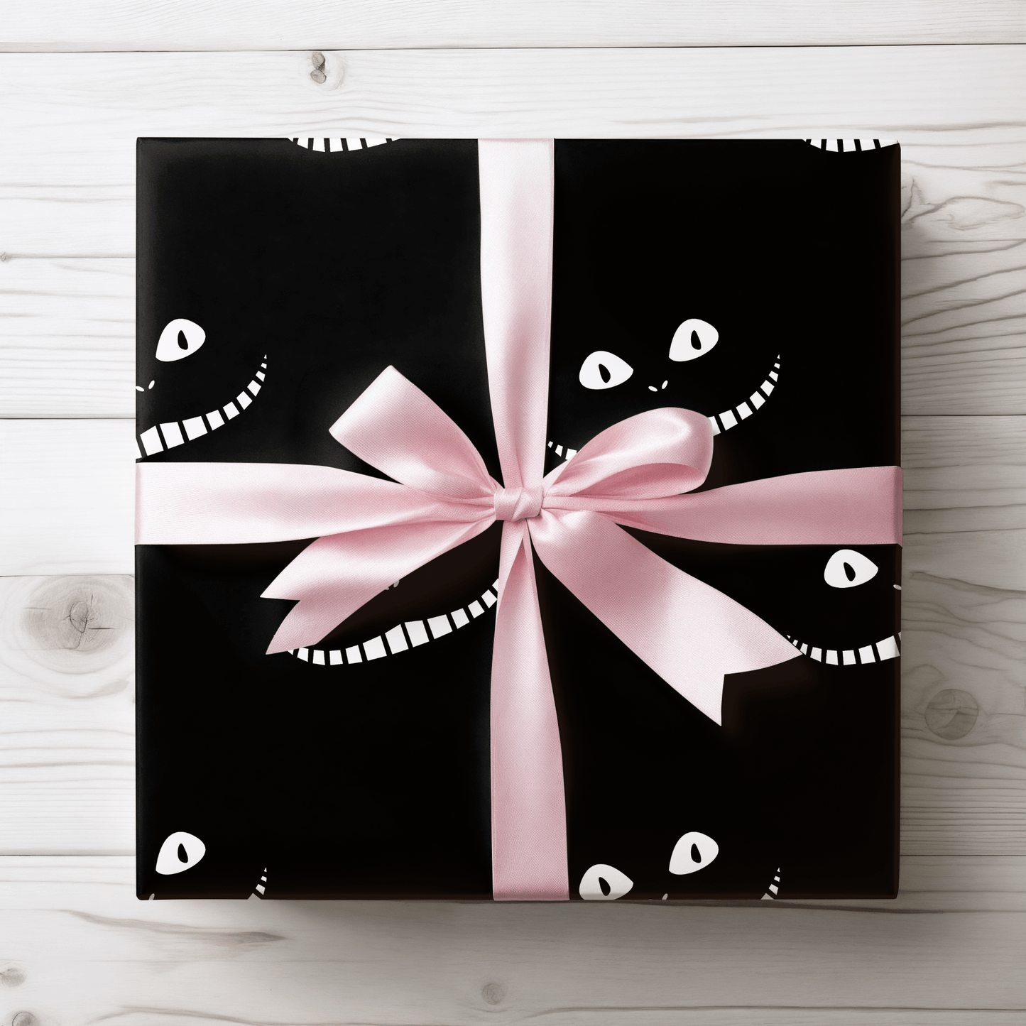 Cheshire Cat Eyes and Smile on Black Paper