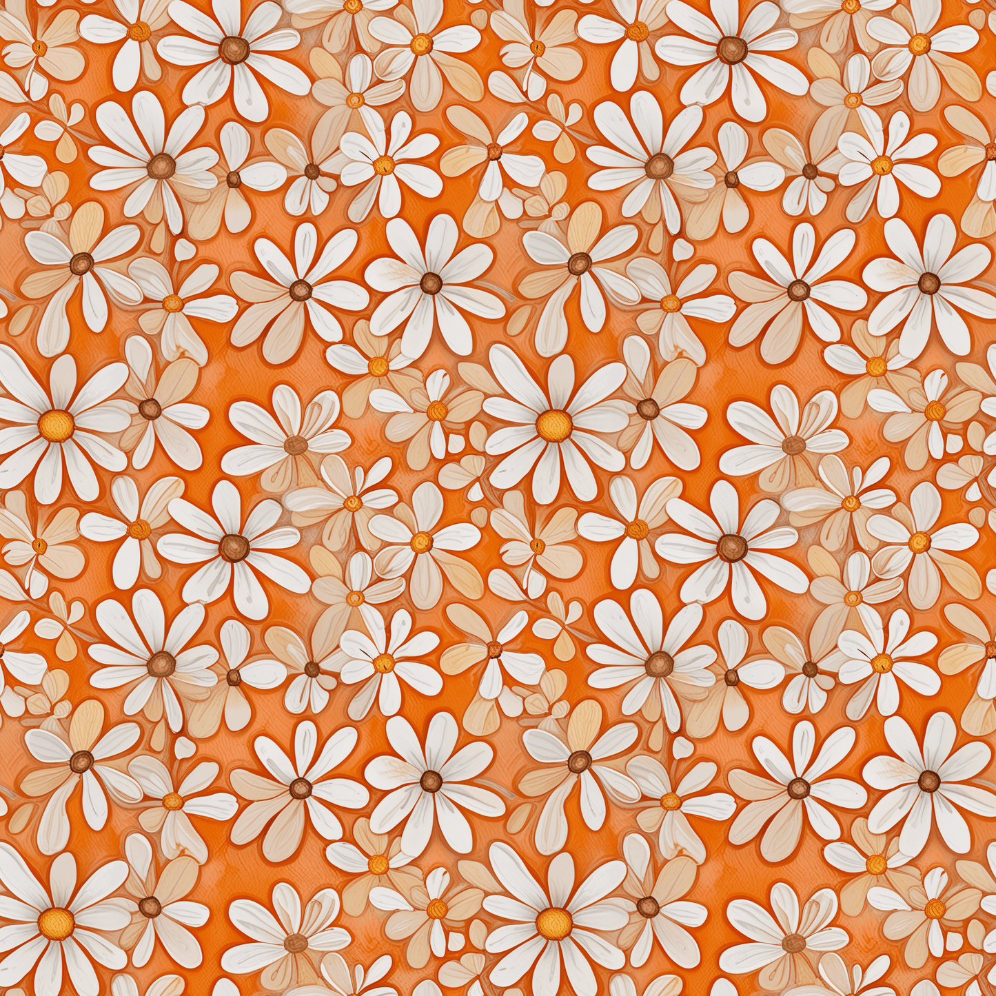 Charming Orange Floral Gift Wrap