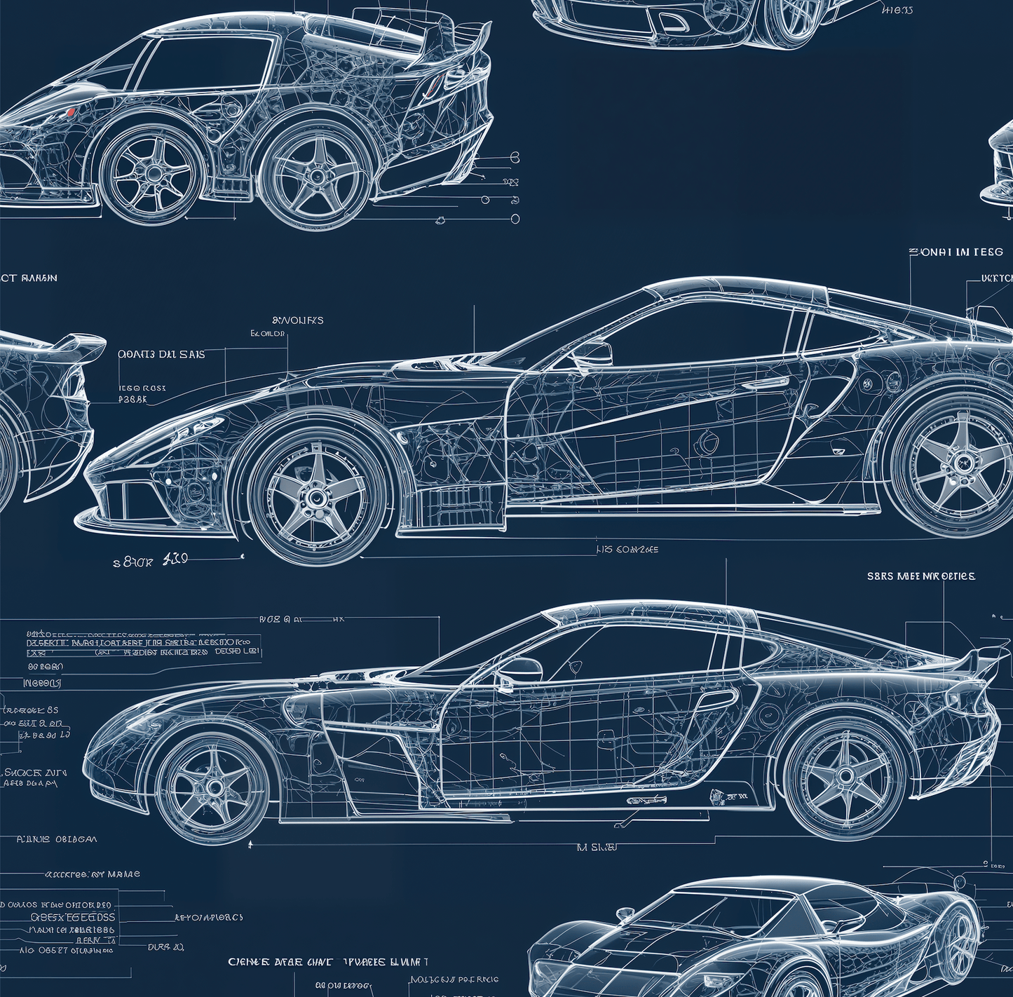 Car Blueprint Wrapping Paper