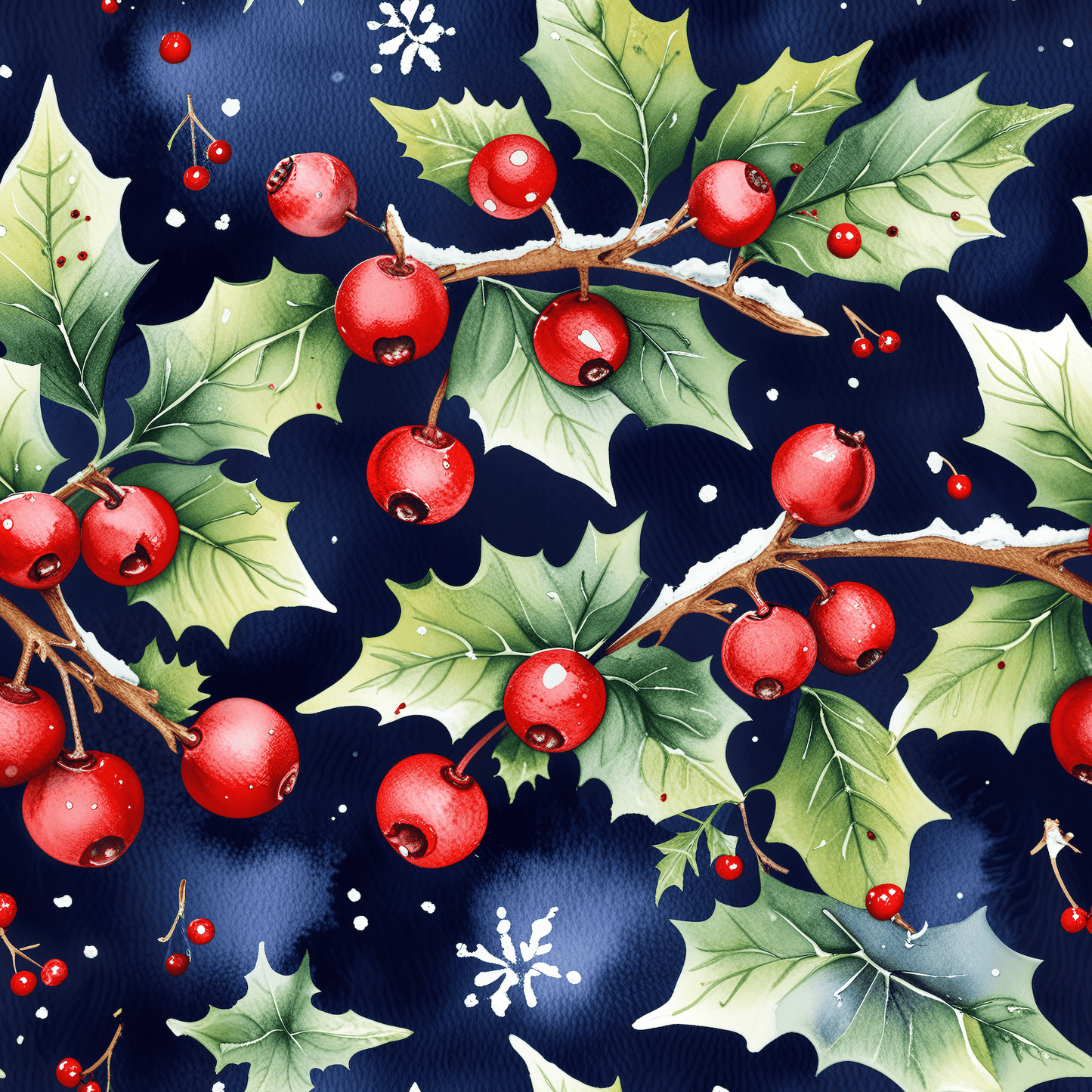 Holly Jolly Luxe – Navy & Berry Botanical Wrapping Paper