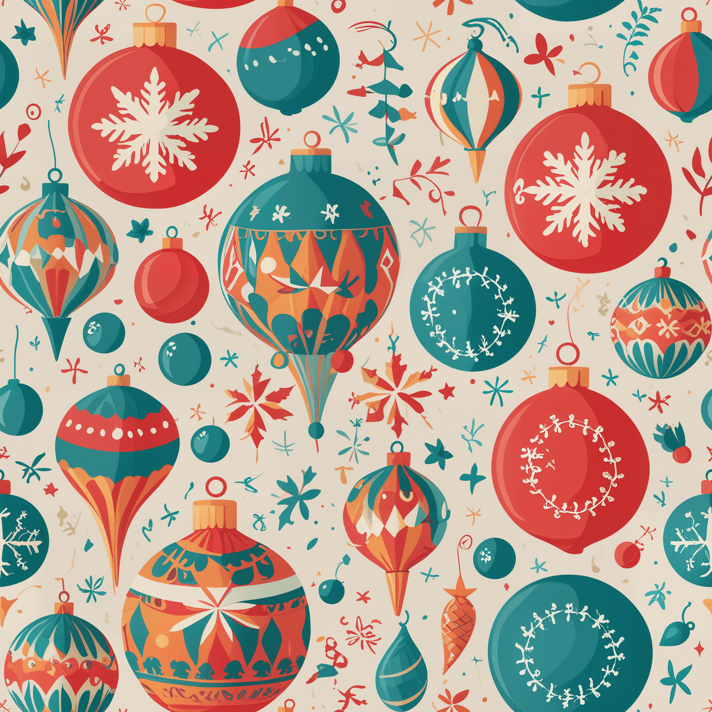 Decked to the Balls – Retro Ornament Wrapping Paper