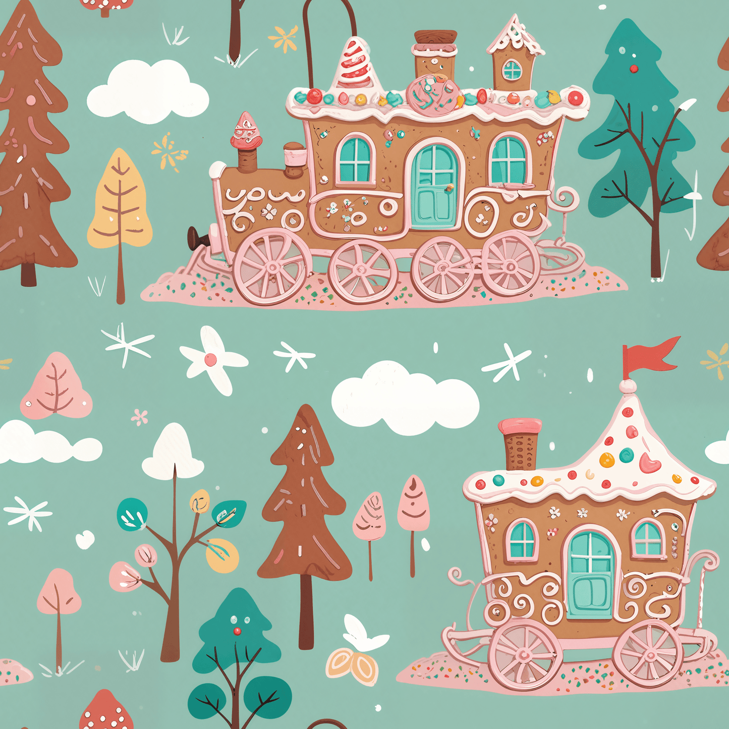 Gingerbread Express – Sugar Sleigh Rides Wrapping Paper