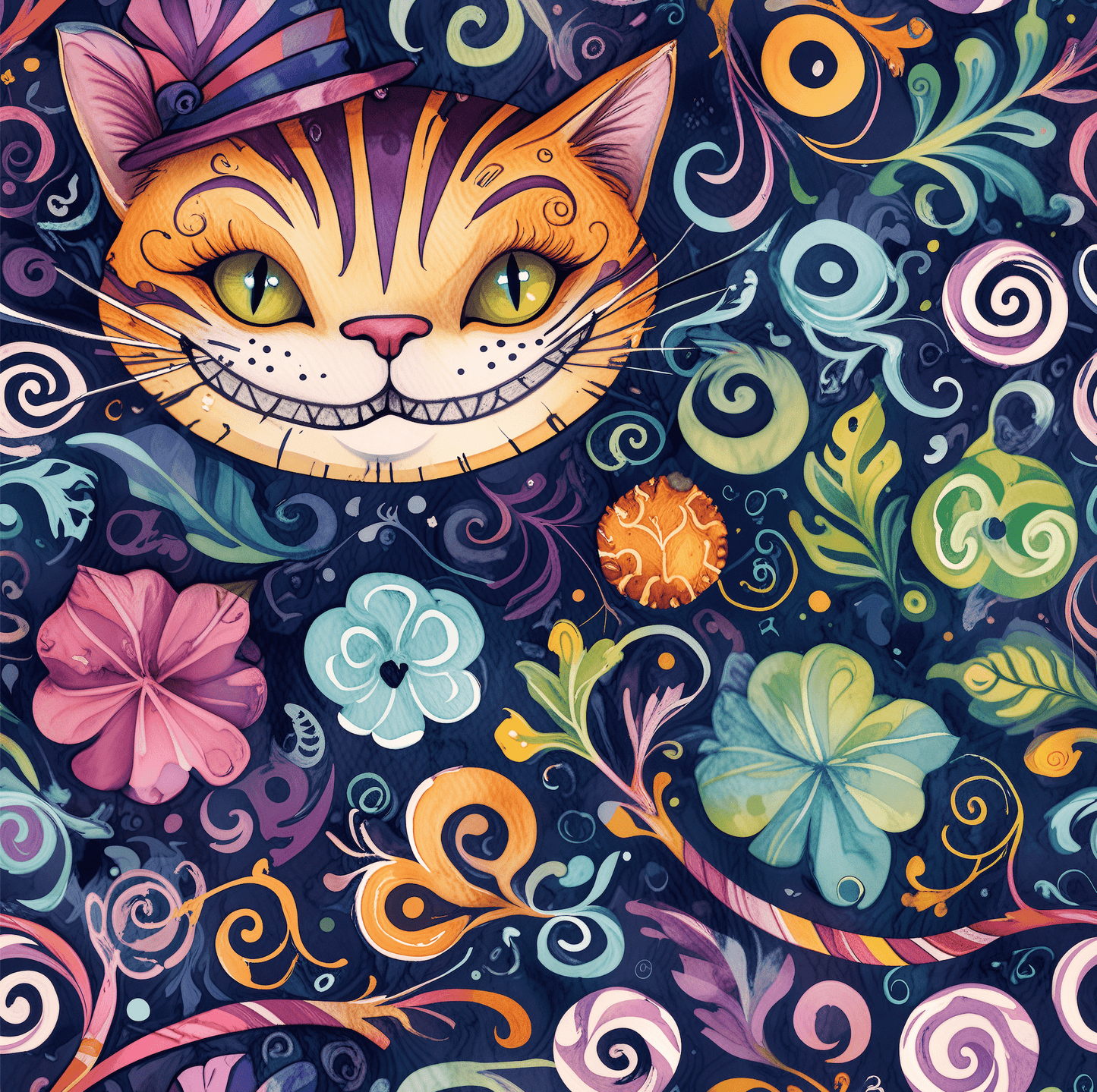 Cheshire Cat Vibrant Abstract Wrapping Paper