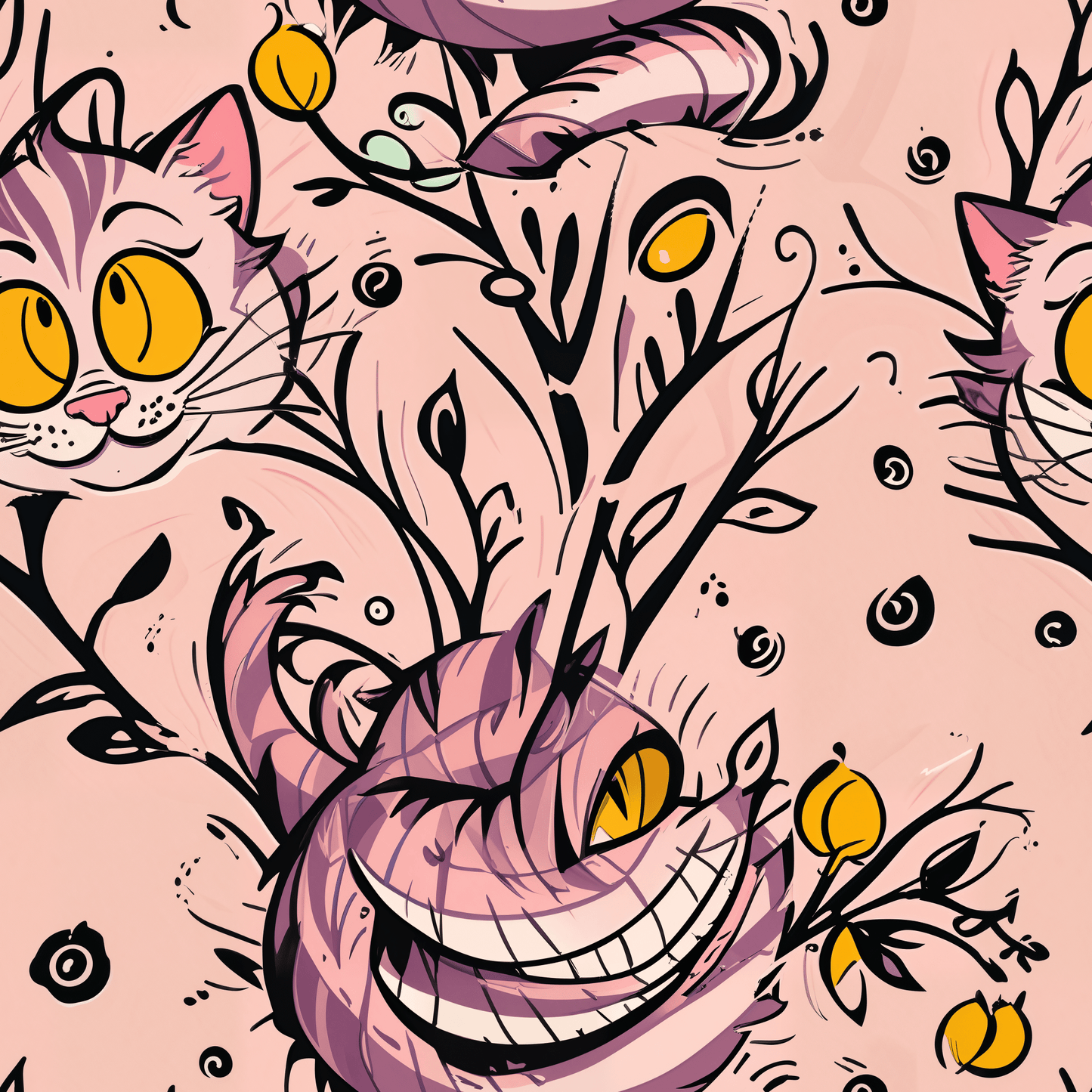 Trippy Pink Cheshire Cat Wrapping Paper