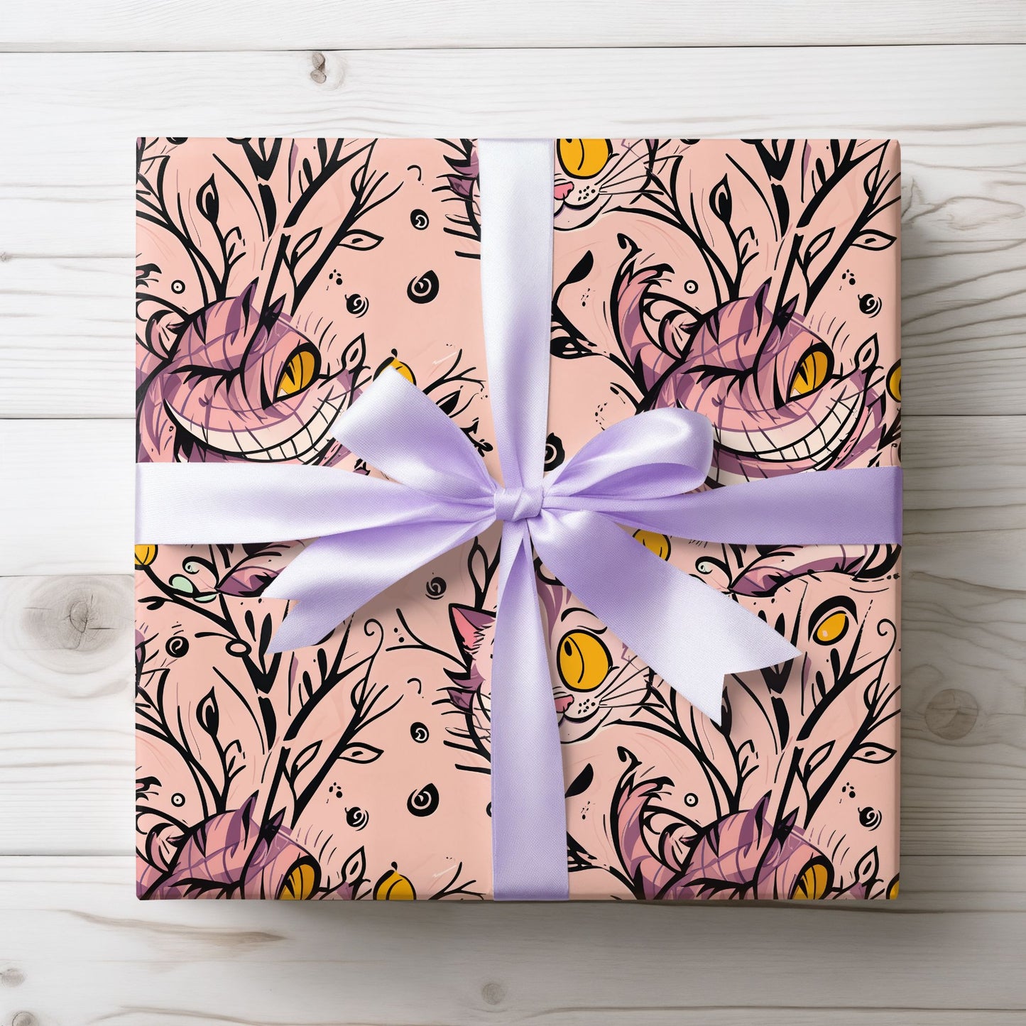 Trippy Pink Cheshire Cat Wrapping Paper