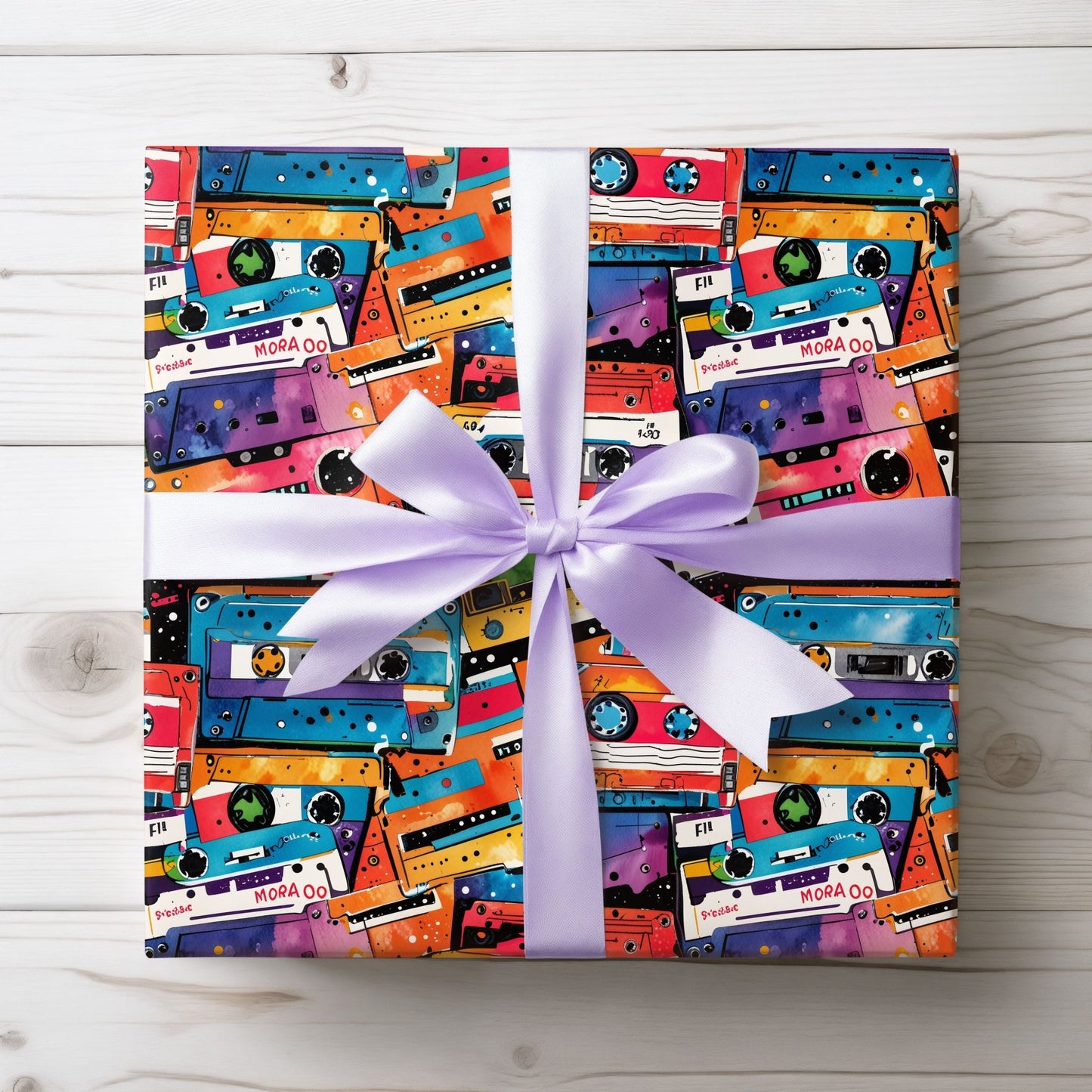 Vibrant Cassette Tape Retro Style Wrapping