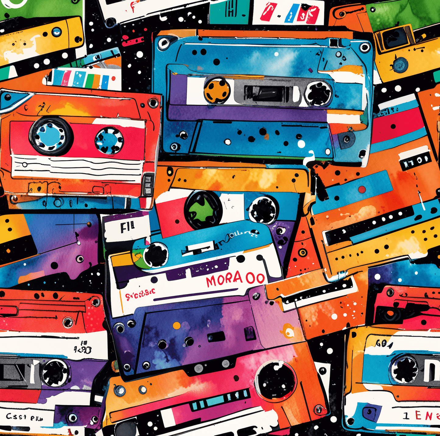 Vibrant Cassette Tape Retro Style Wrapping