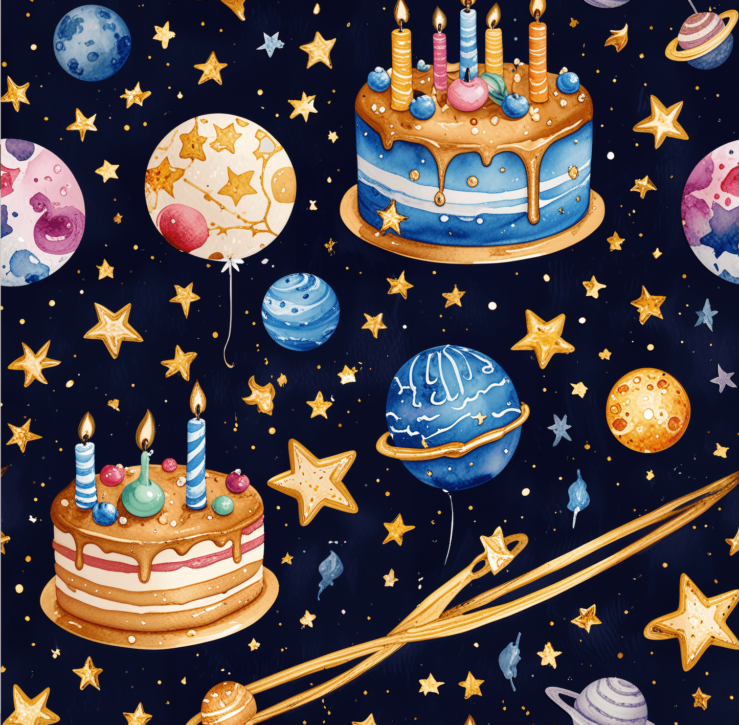 Space and Cake Design Gift Wrap