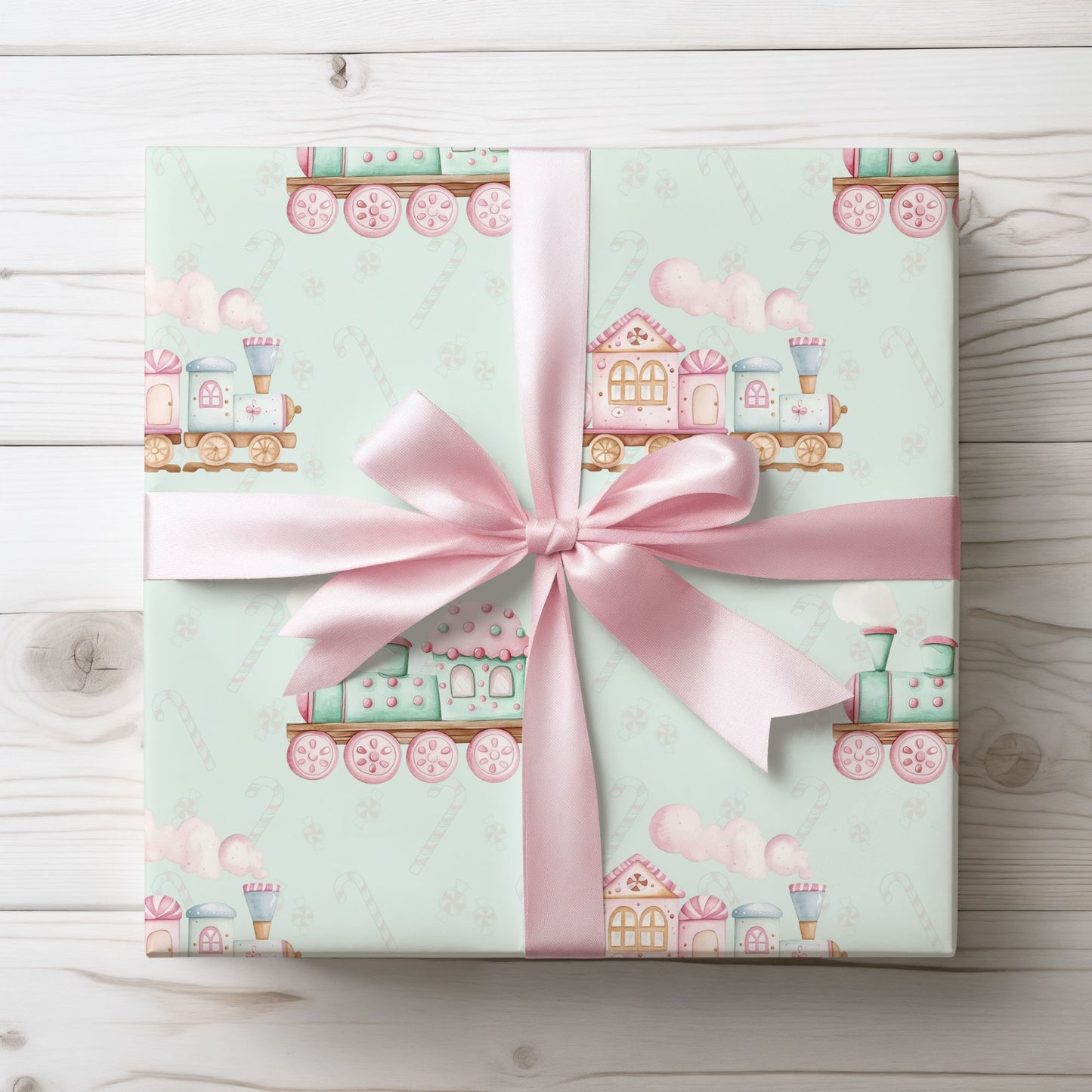 The Sweet Express – Gingerbread Christmas Train Wrapping Paper