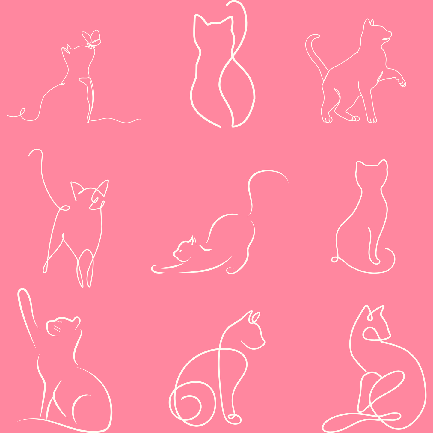 Whimsical Pink Cat Wrapping Paper