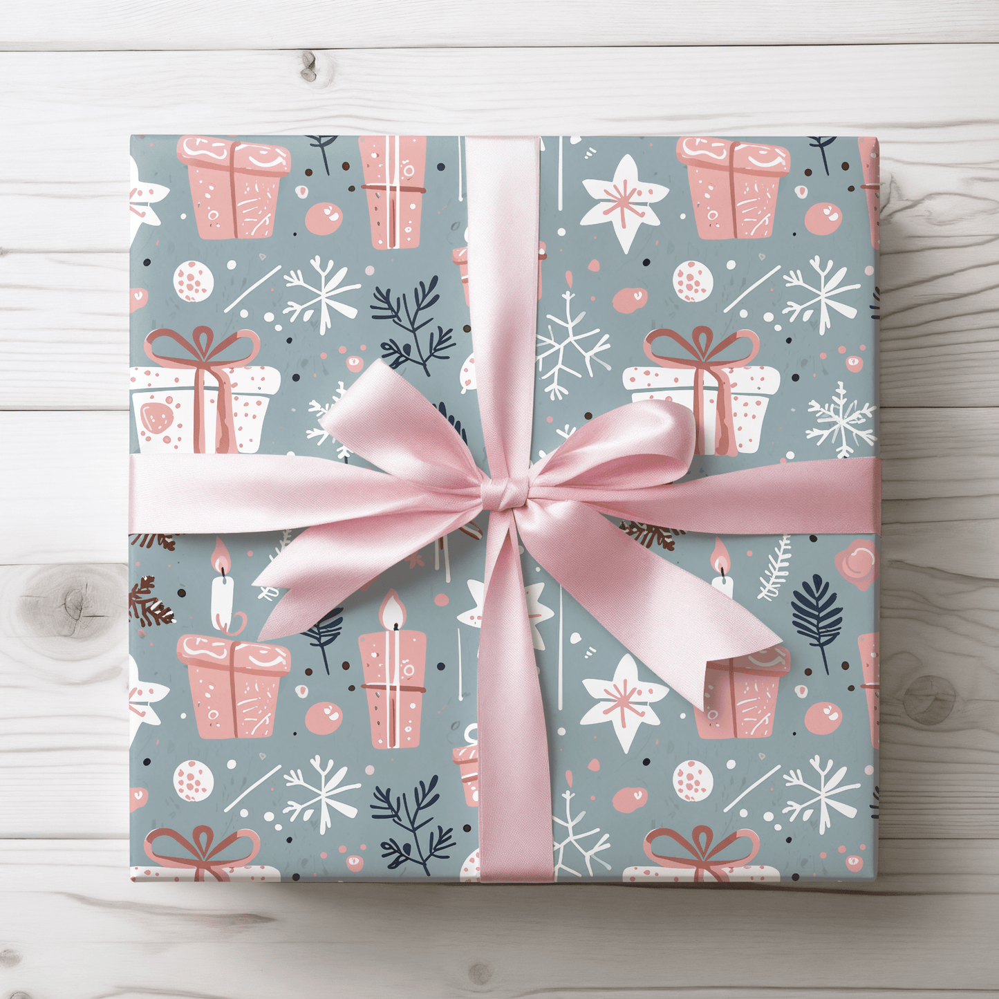 Whimsical Pink & Blue Holiday Wrapping Papers