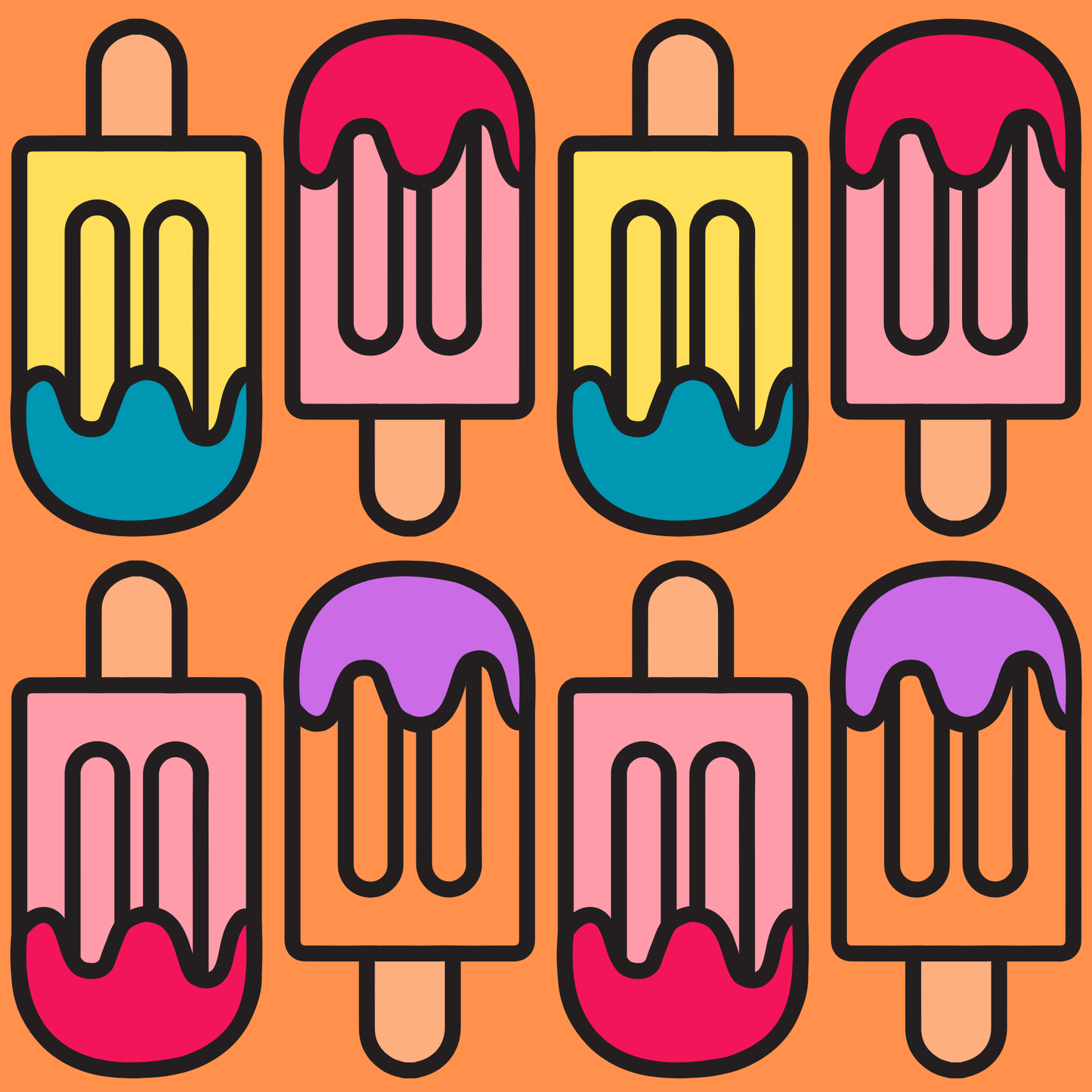 Colorful Orange Popsicle Wrapping Paper