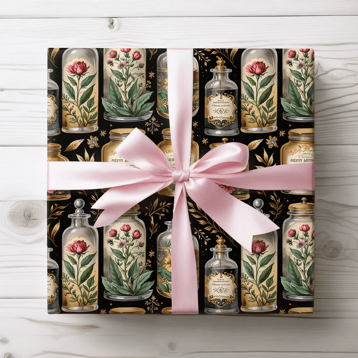 Wrapping Paper - Elegant Apothecary Vintage - Inspired Design