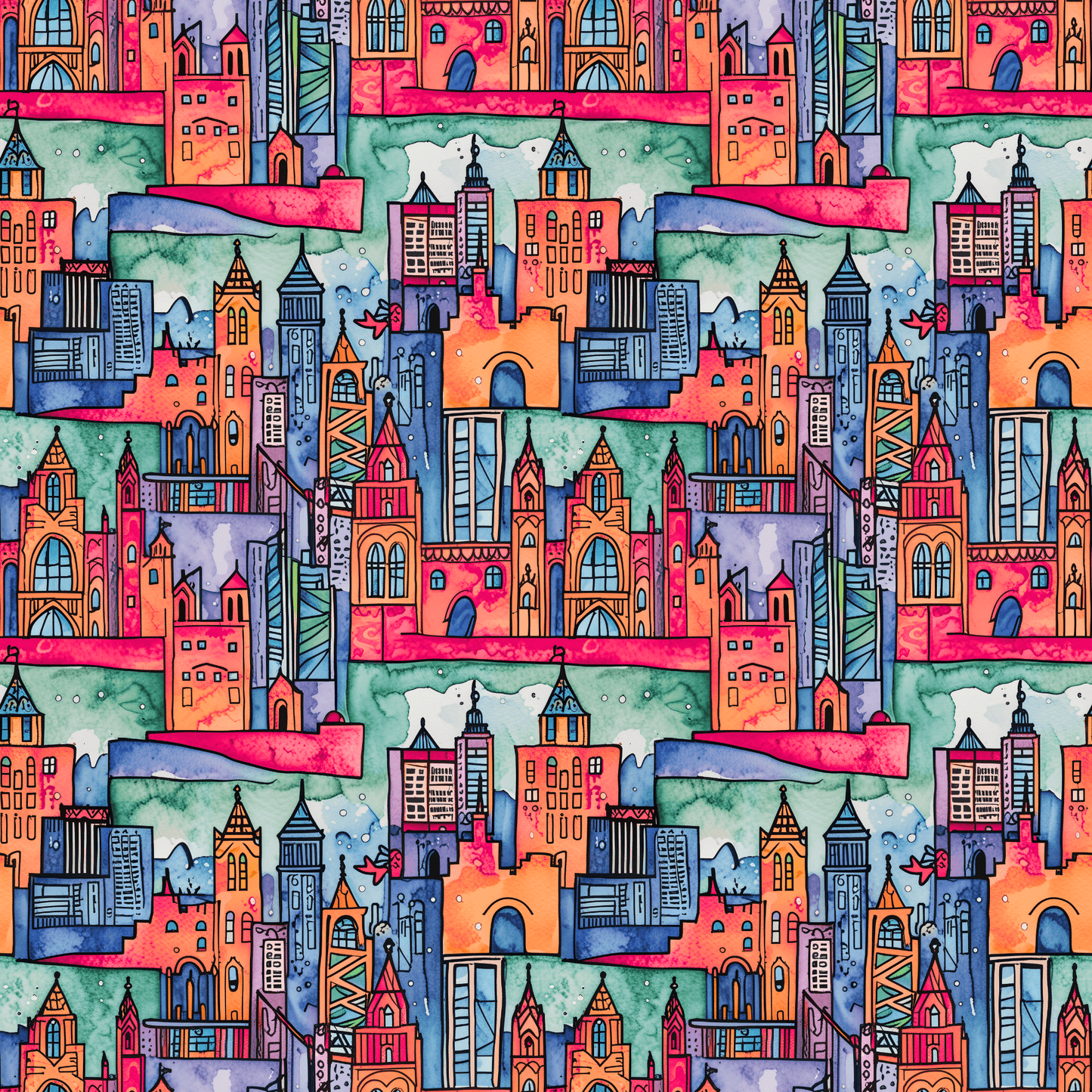 Wrapping Papers - Vibrant Abstract Cityscape