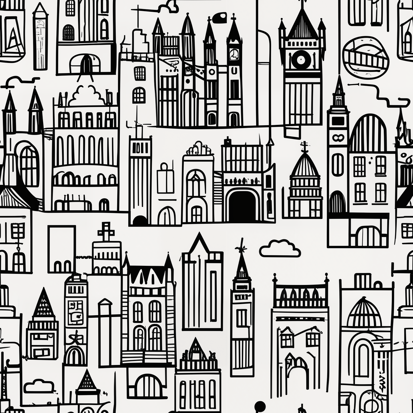 Elegant Black and White Abstract Cityscape Wrapping Paper