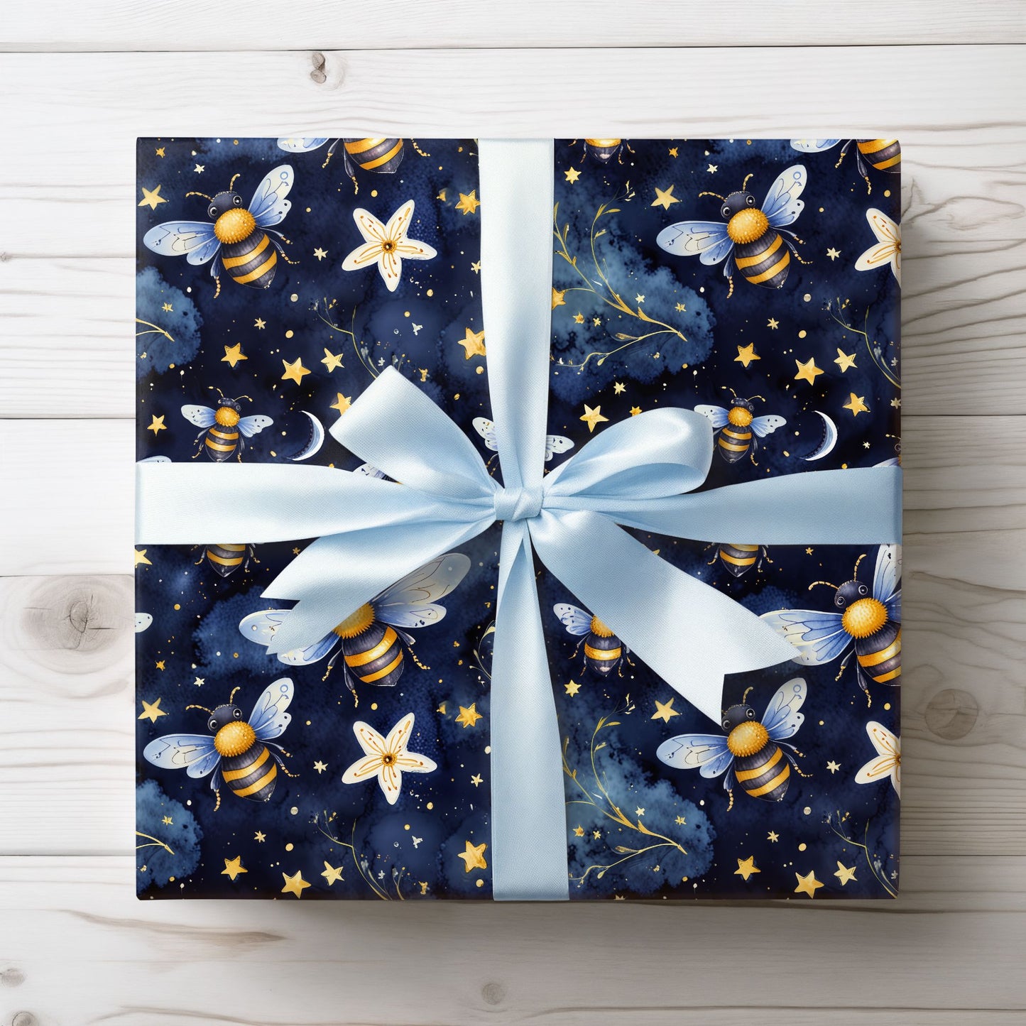 Whimsical Stars and Bees Gift Wrap Roll