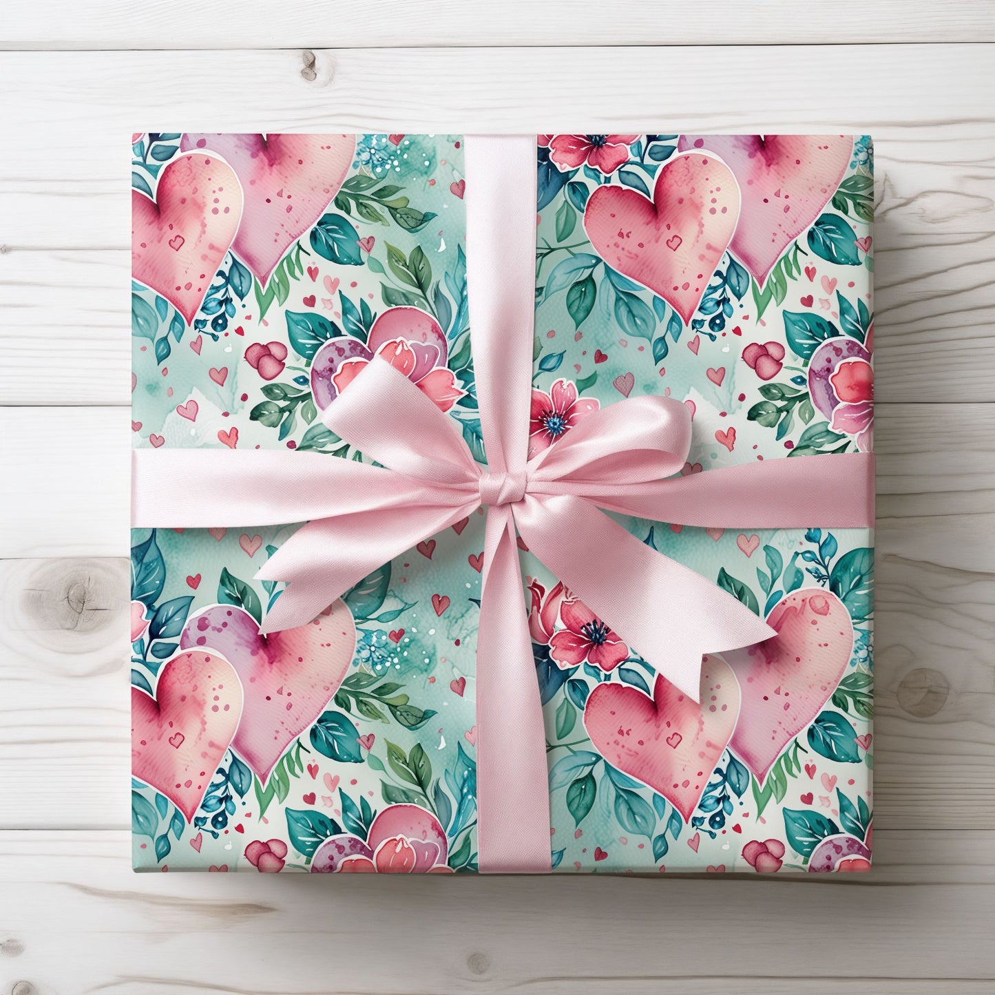Blue & Pink Floral Gift Wrap