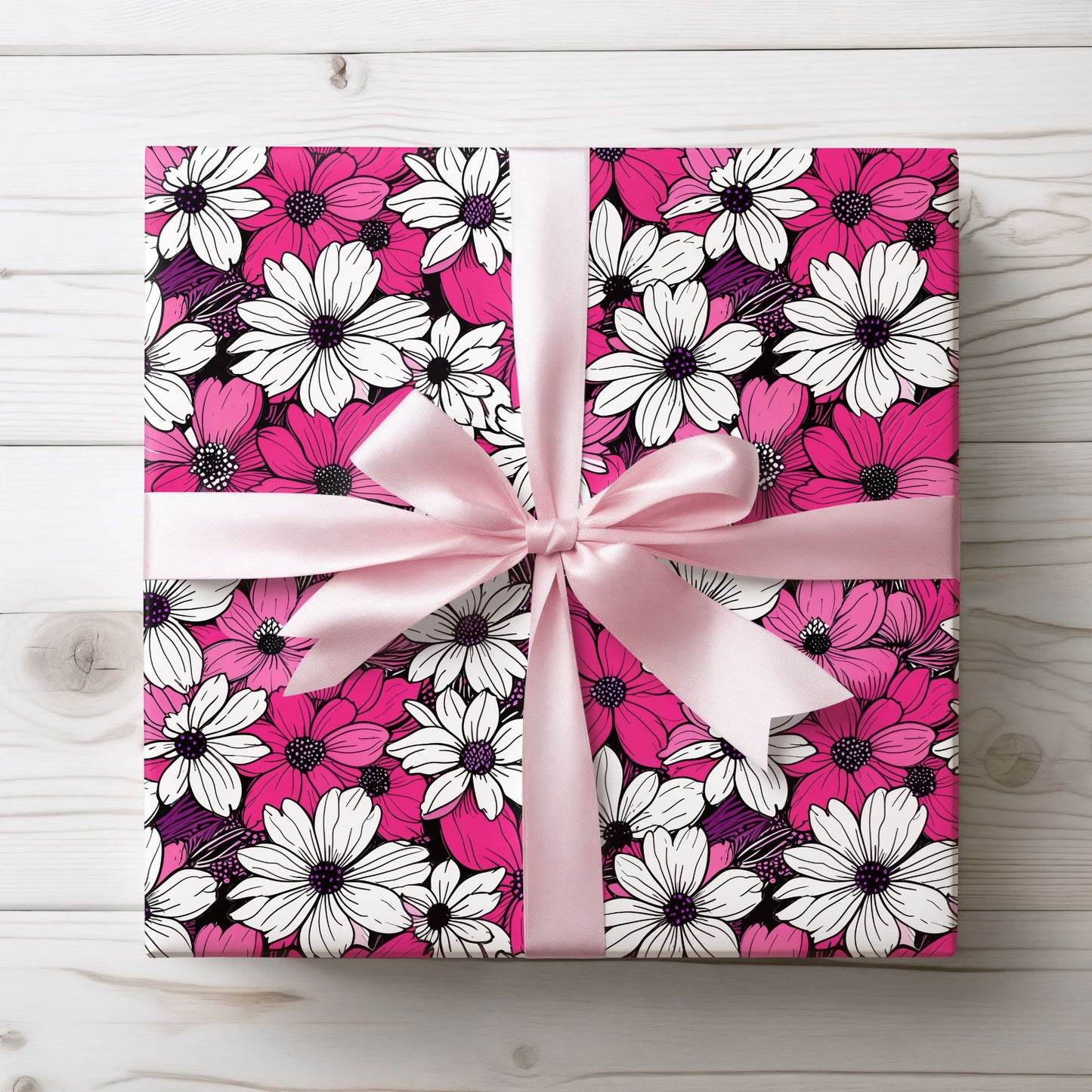 Pink & White Floral Wrapping Paper