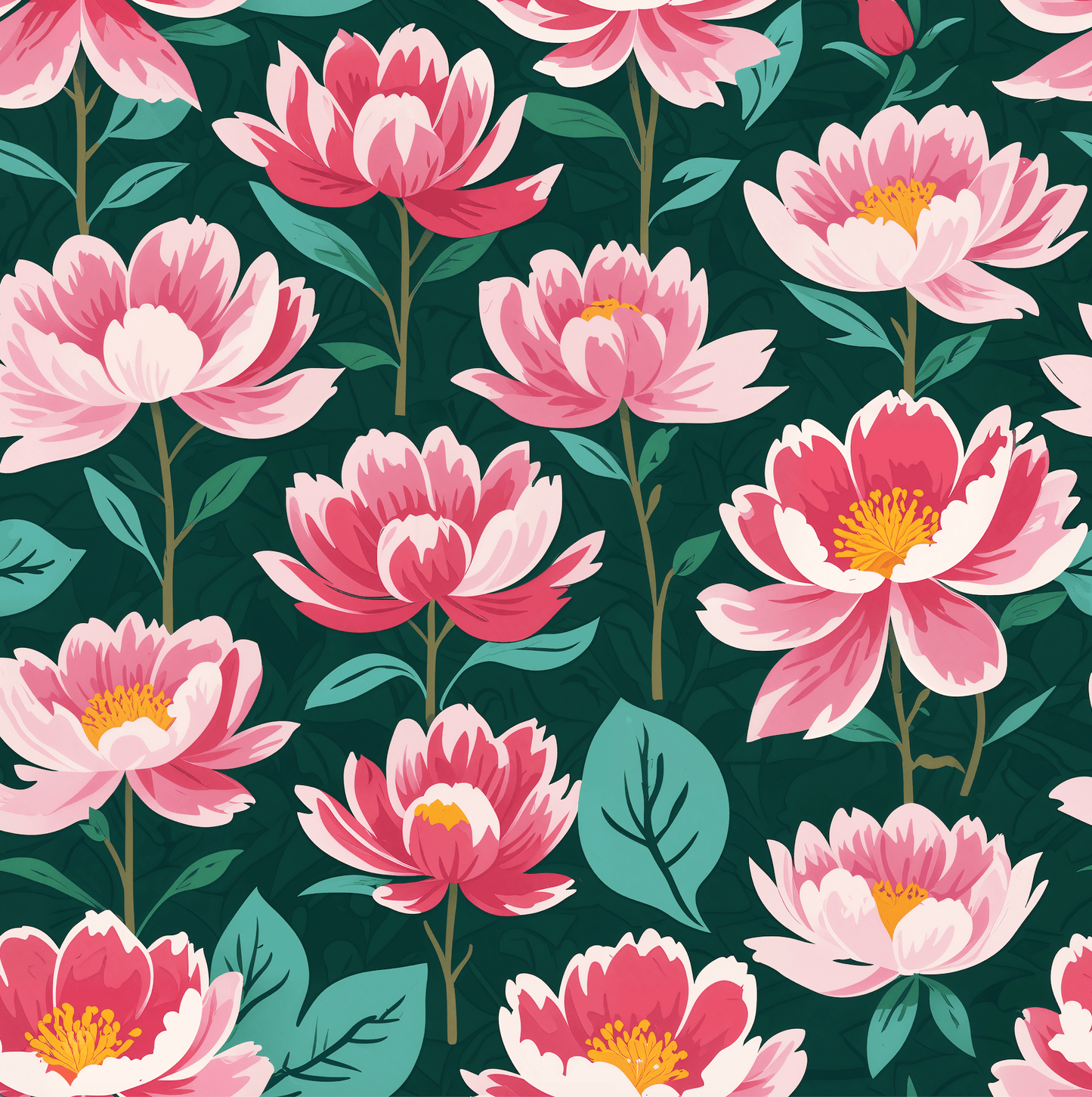 Pink & Green Floral Gift Wrapping Paper