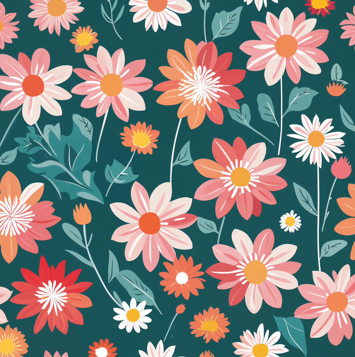 Pink & Peach Floral Wrapping Paper Roll
