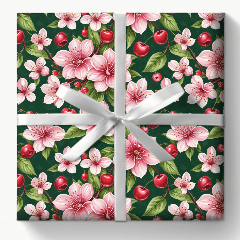 Wrapping Paper: Pink Cherry Floral Design