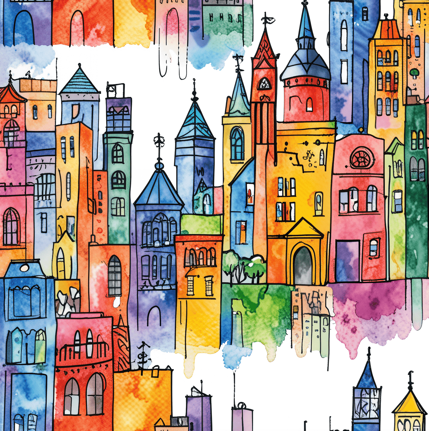 Colorful Cityscape Wrapping Paper - Gift Wrap