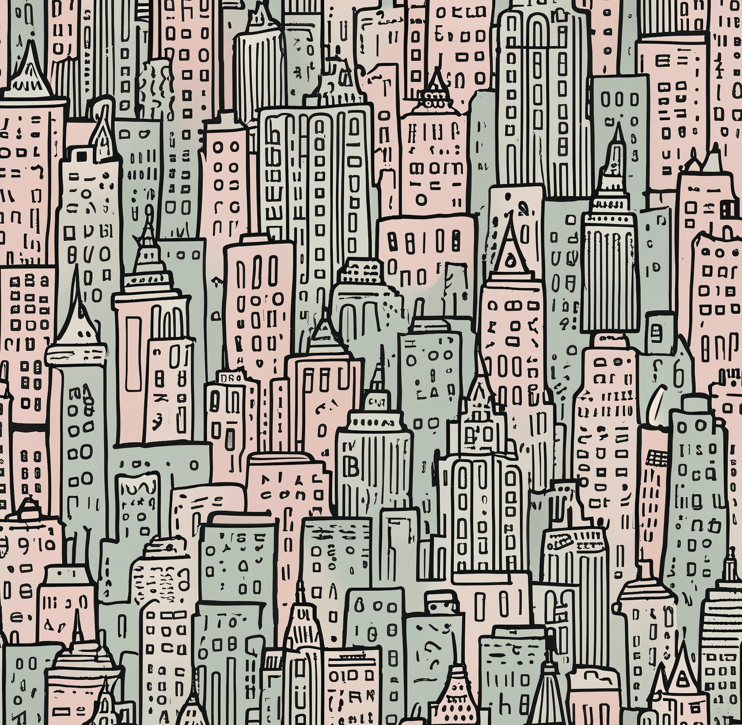 Wrapping Papers - Abstract Pastel Cityscape Gift Wrap