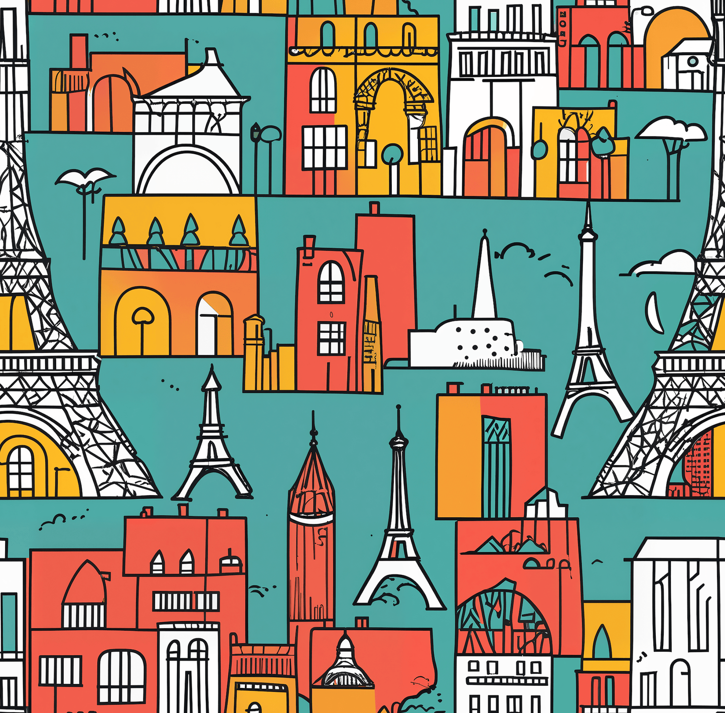 Colorful Cityscape Wrapping Paper