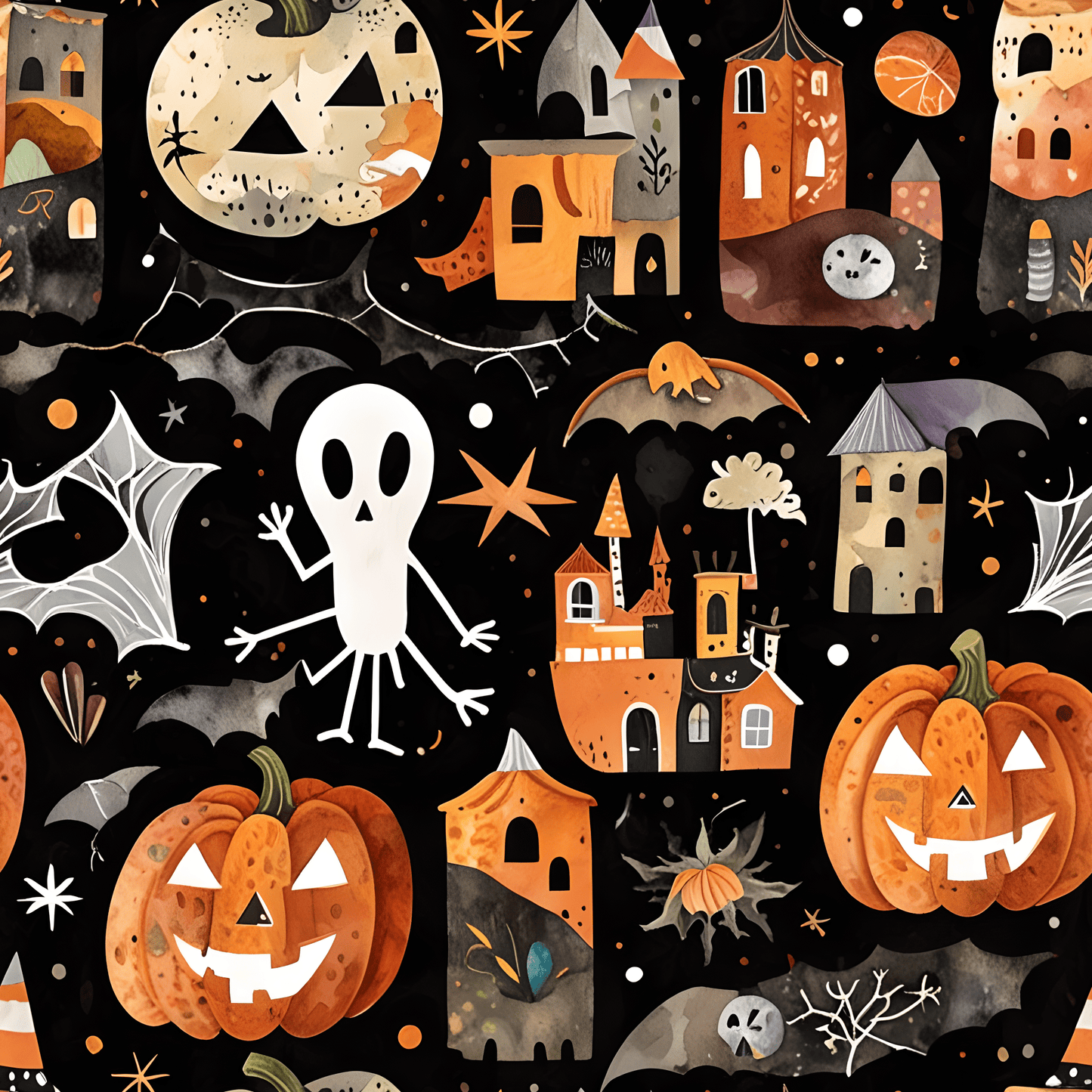 Halloween Wrapping Paper – Pumpkin & Ghost Design for Spooky Fun