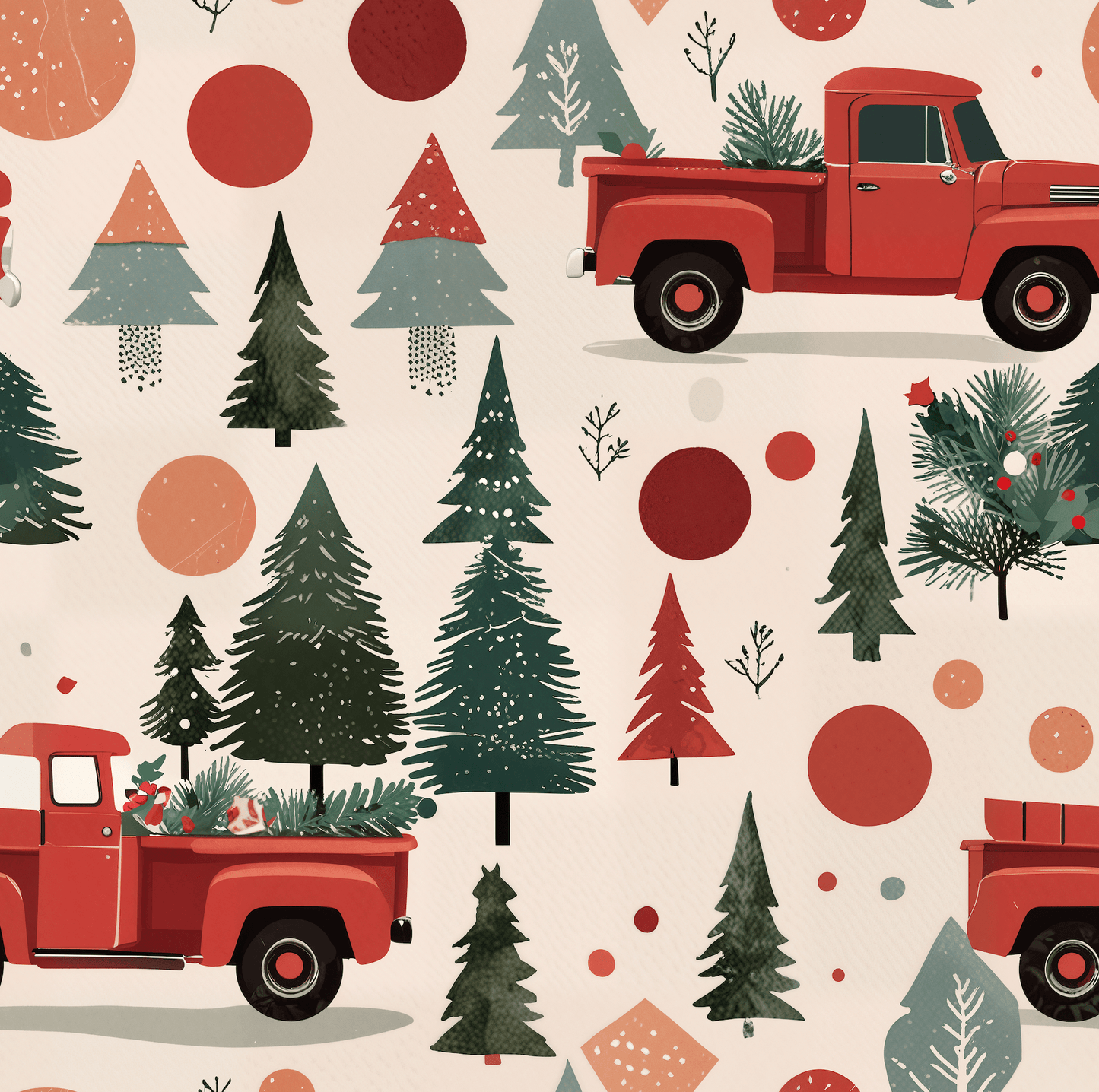 Haulin’ Holiday Cheer – Retro Truck & Tree Wrapping Paper