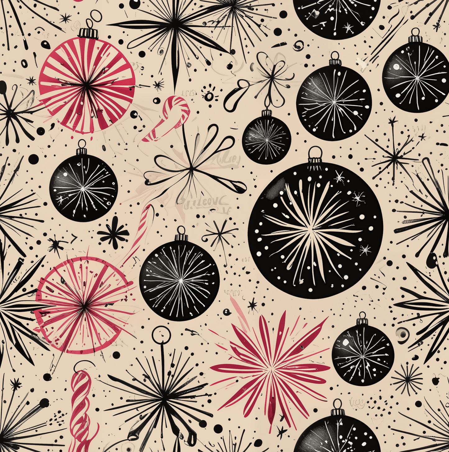 Atomic Tinsel Twist – Mid - Century Ornament Wrapping Paper