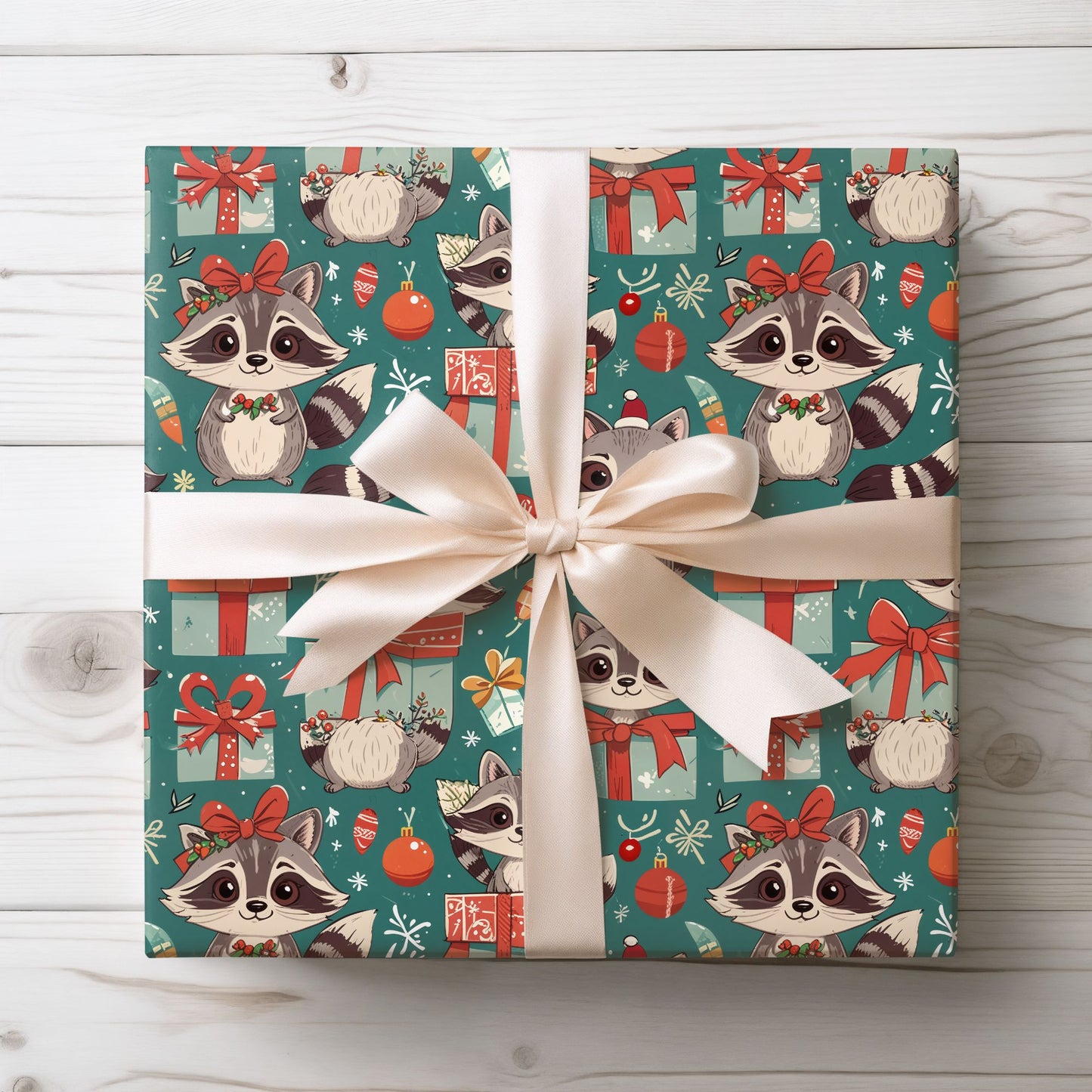 Wrapscallions – Raccoon Mischief Christmas Wrapping Paper