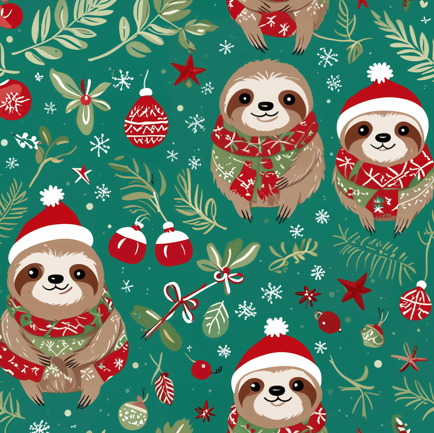 Sleighin’ It Slowly – Holiday Sloth Wrapping Paper