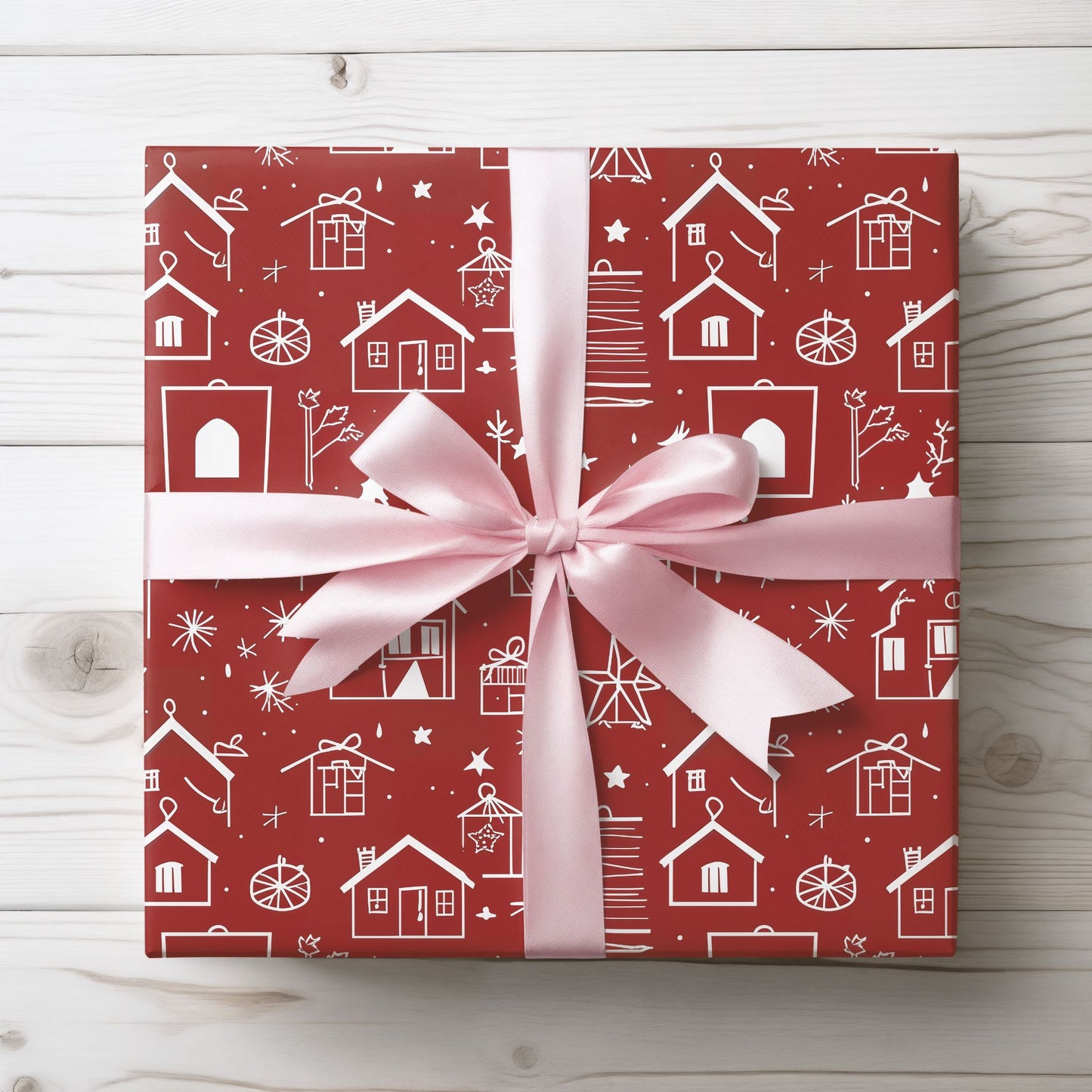 Home Sweet Holiday – Minimalist Red Wrapping Paper