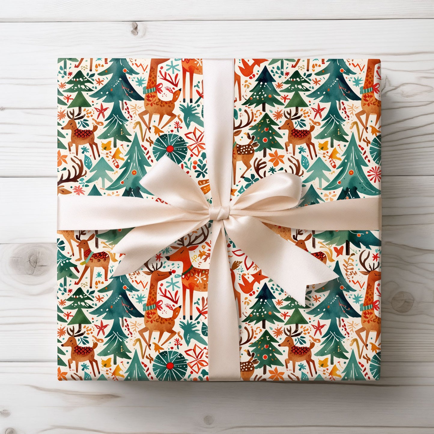 Deerly Beloved: Modern Reindeer Mayhem Wrapping Paper