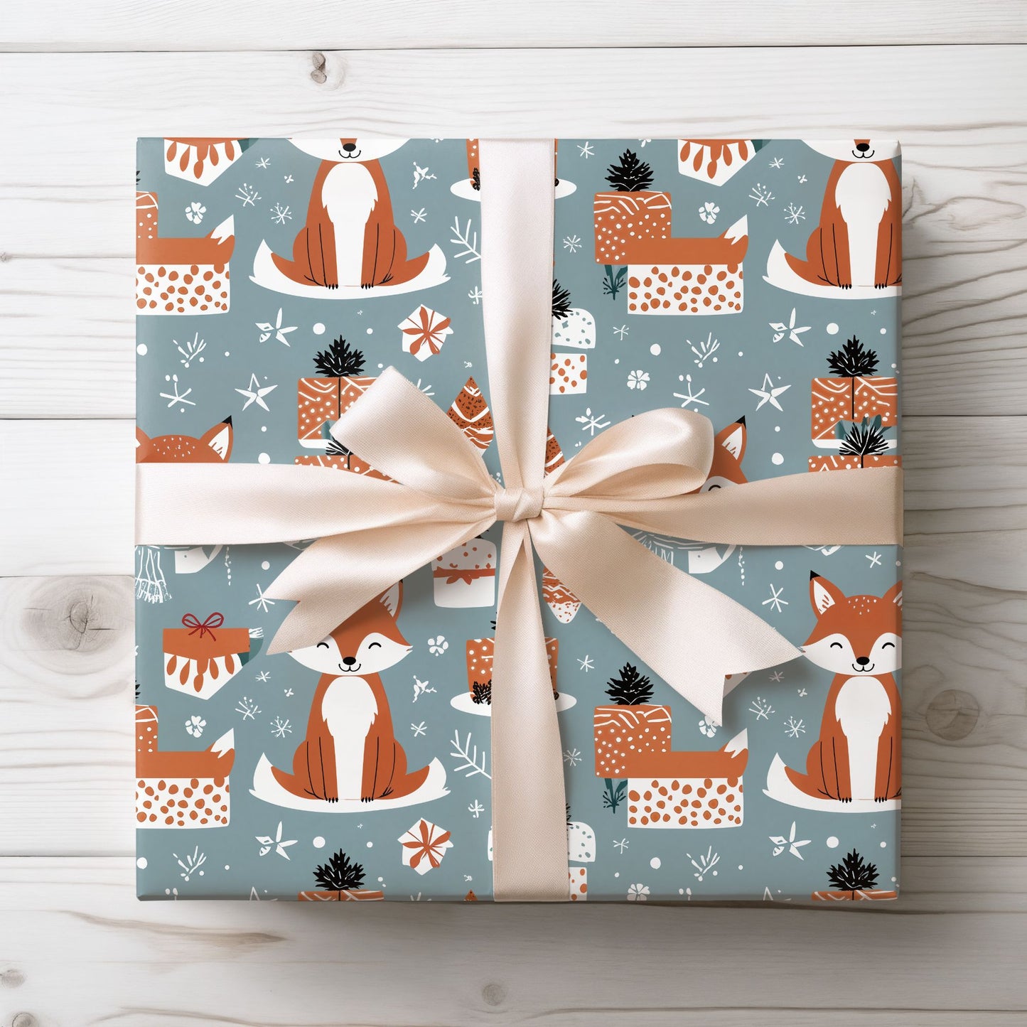 Foxes & Firsprigs – Cozy Critters Holiday Wrapping Paper